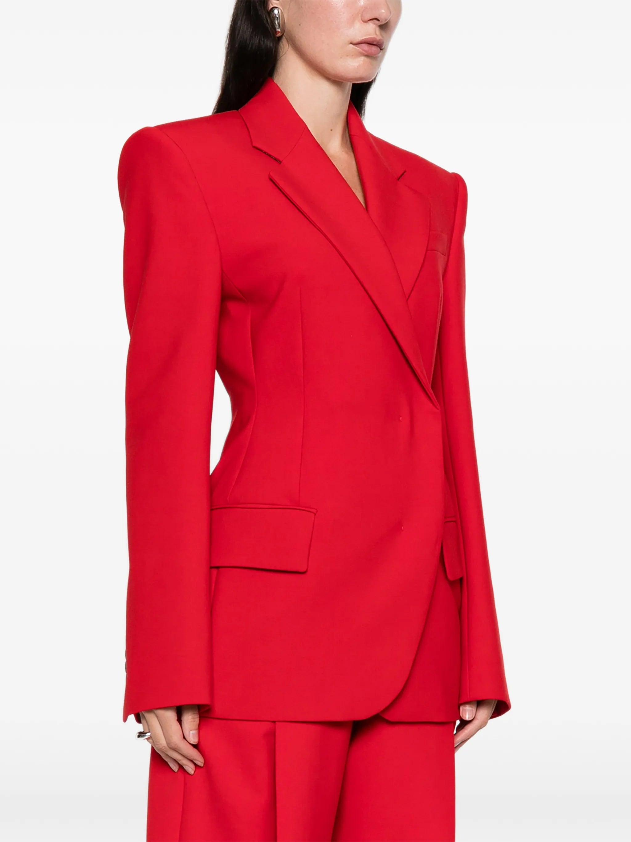 stretch-wool double-breasted blazer - red