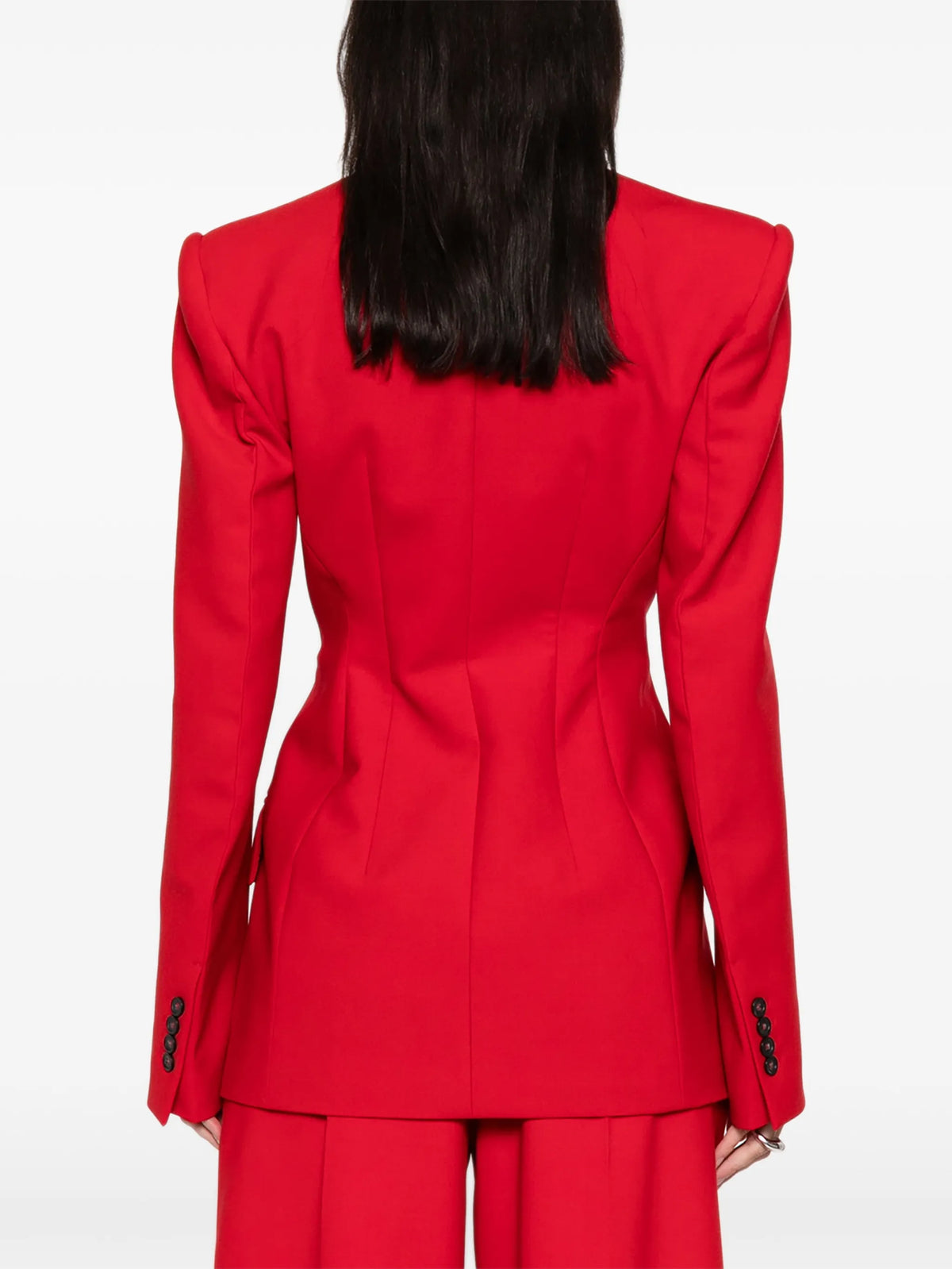 stretch-wool double-breasted blazer - red
