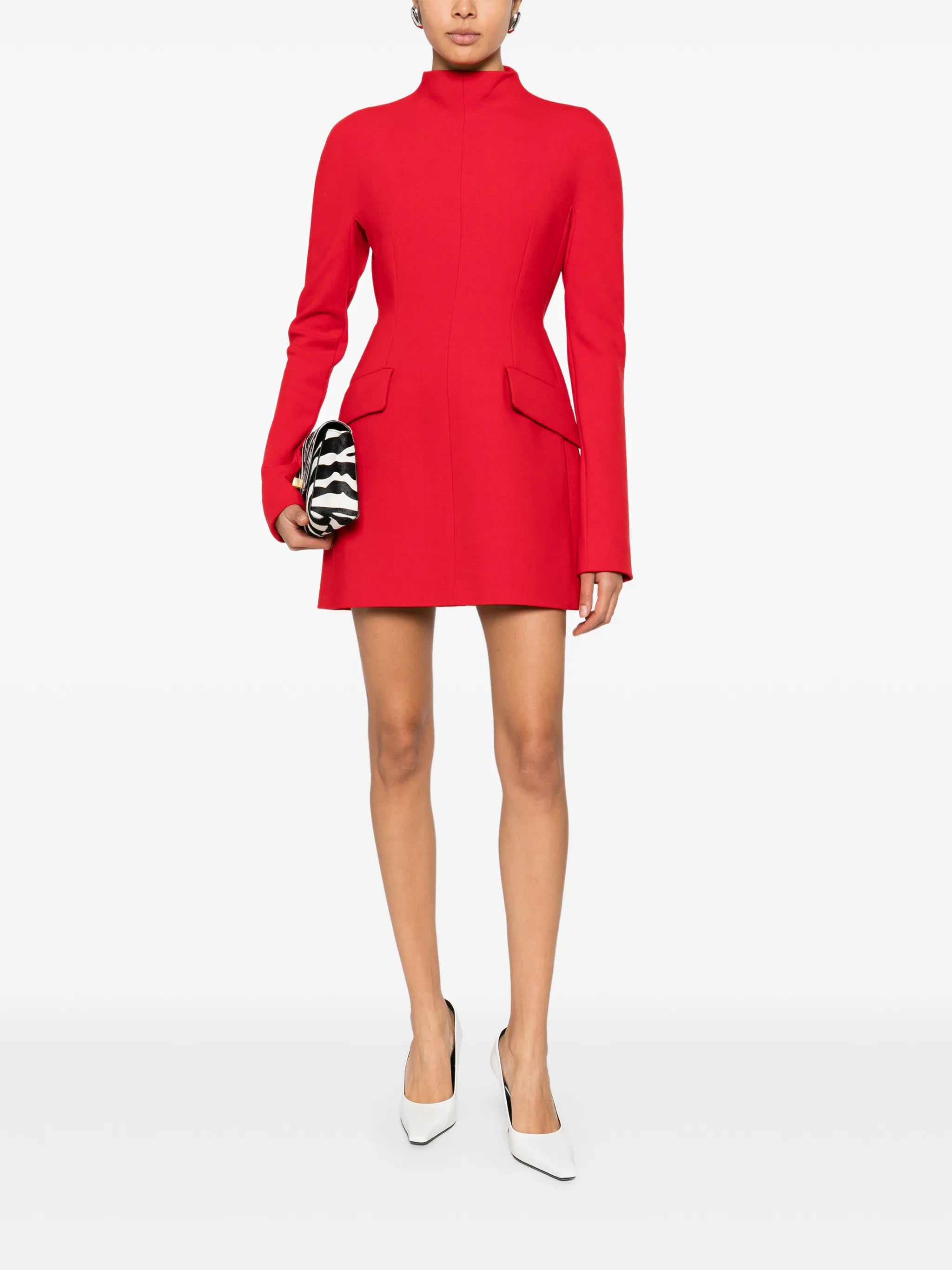 mock neck pocket mini dress