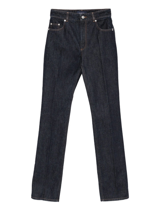 slim-fit jeans with flared hems