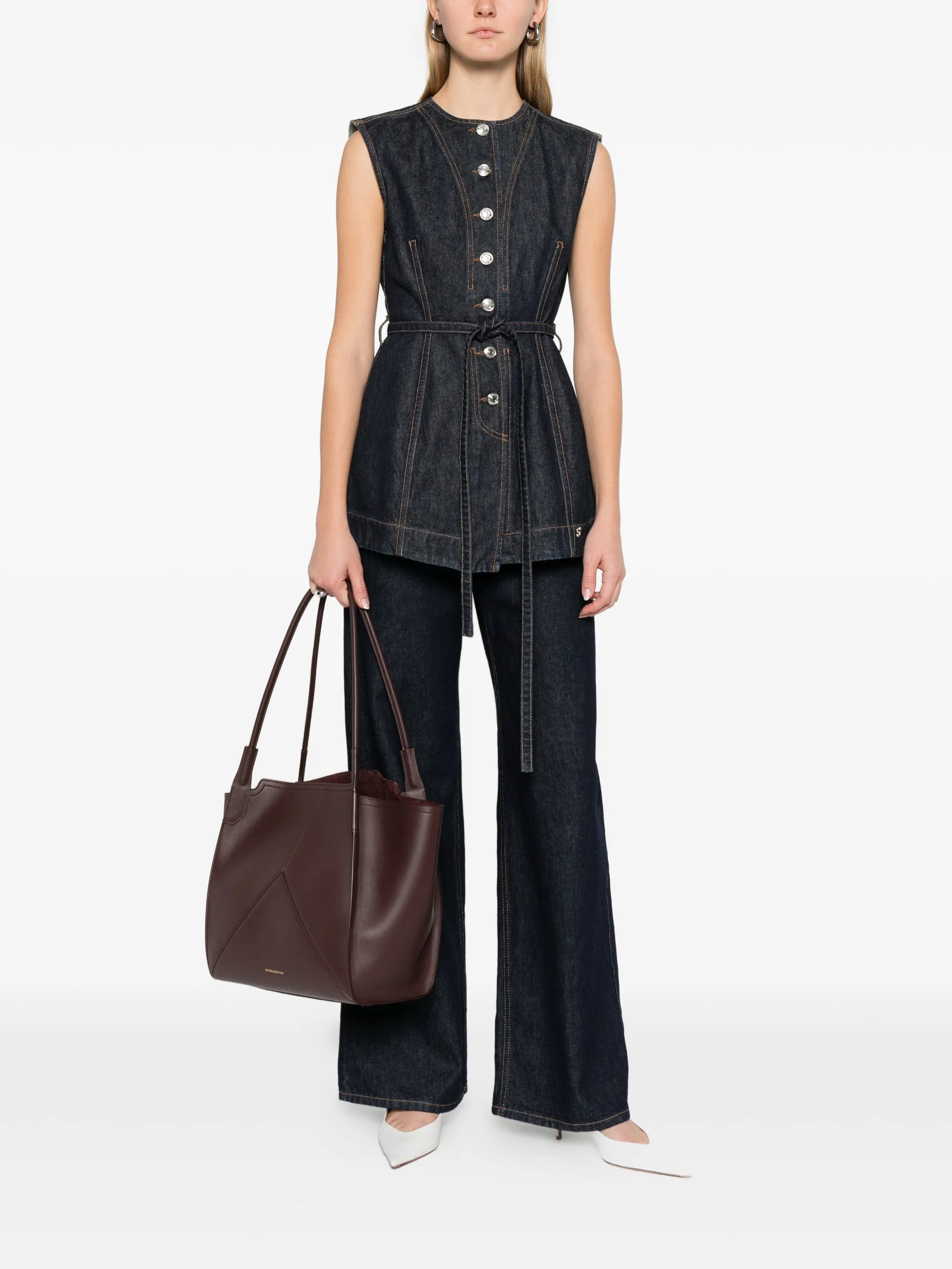 sleeveless denim top