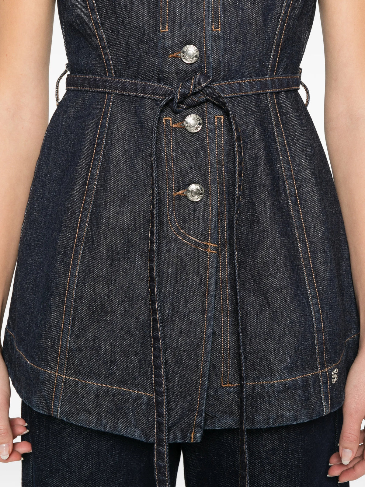 sleeveless denim top