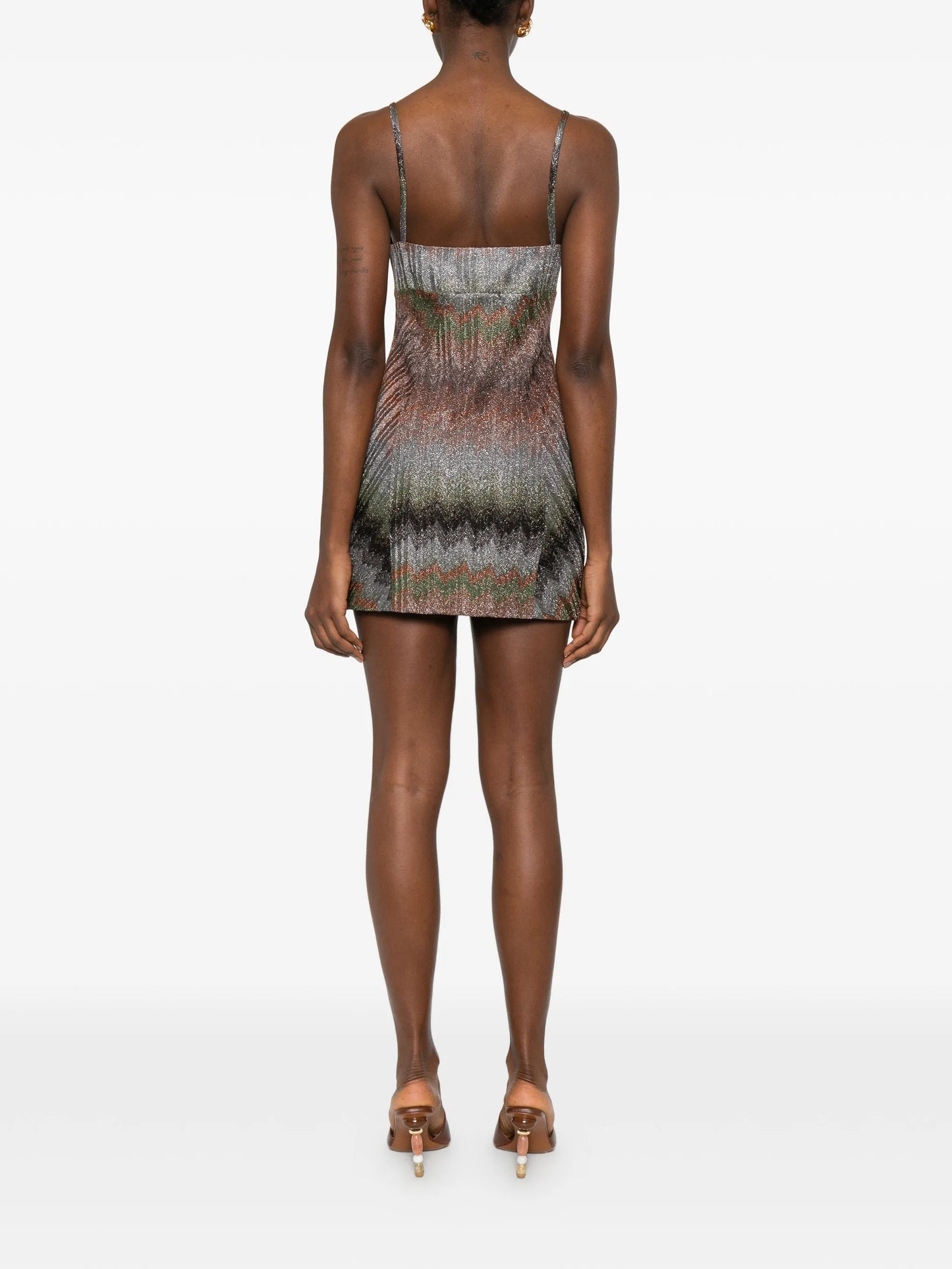 chevron-pattern mini dress