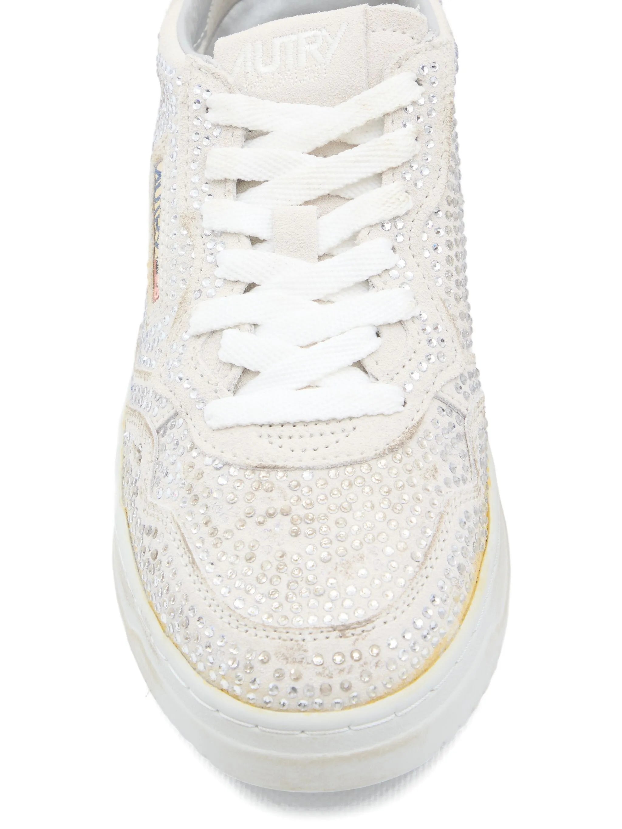 Medalist crystal-embellished suede sneakers
