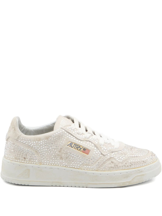 Medalist crystal-embellished suede sneakers