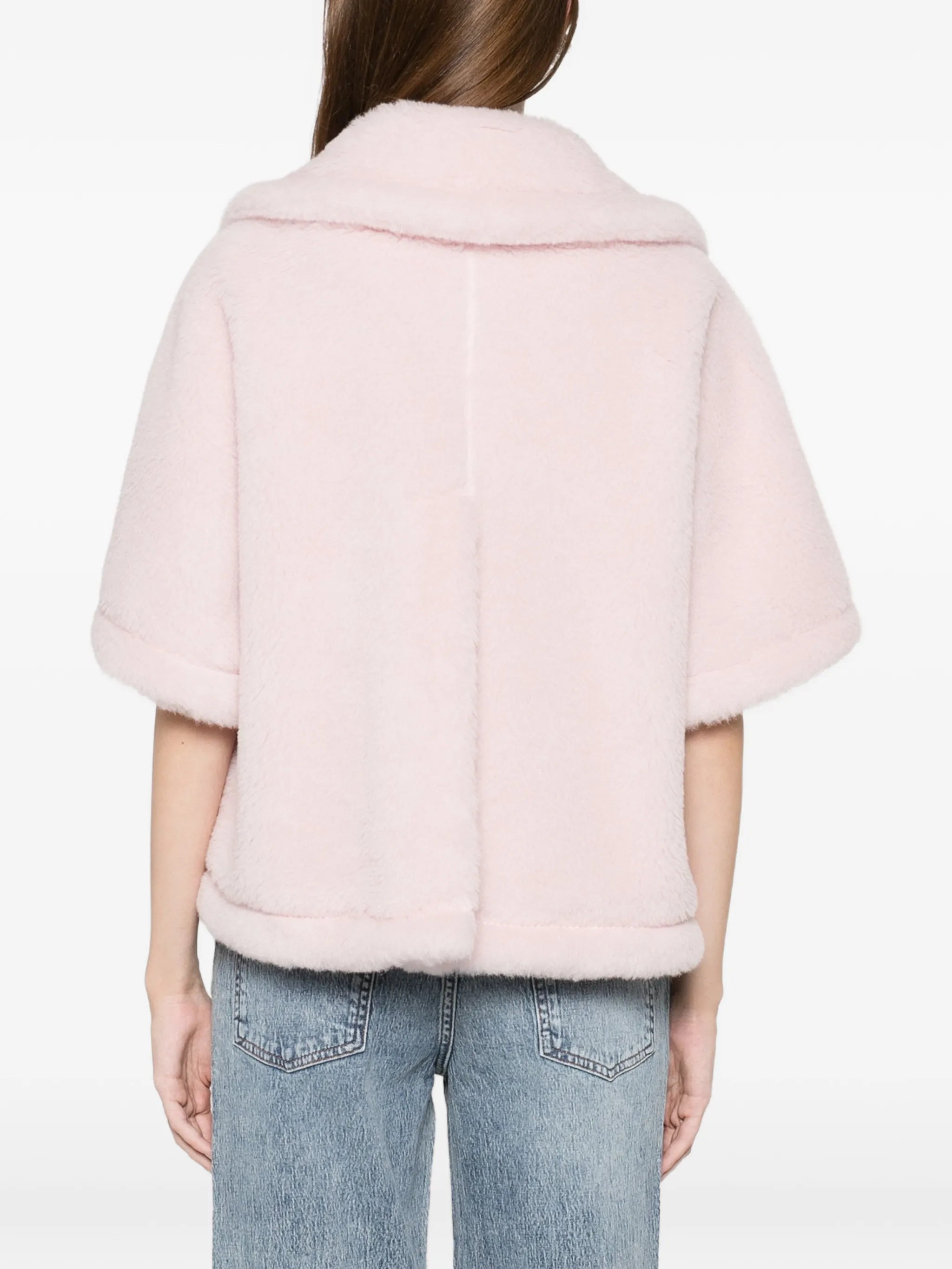 teddy-texture buttoned cape