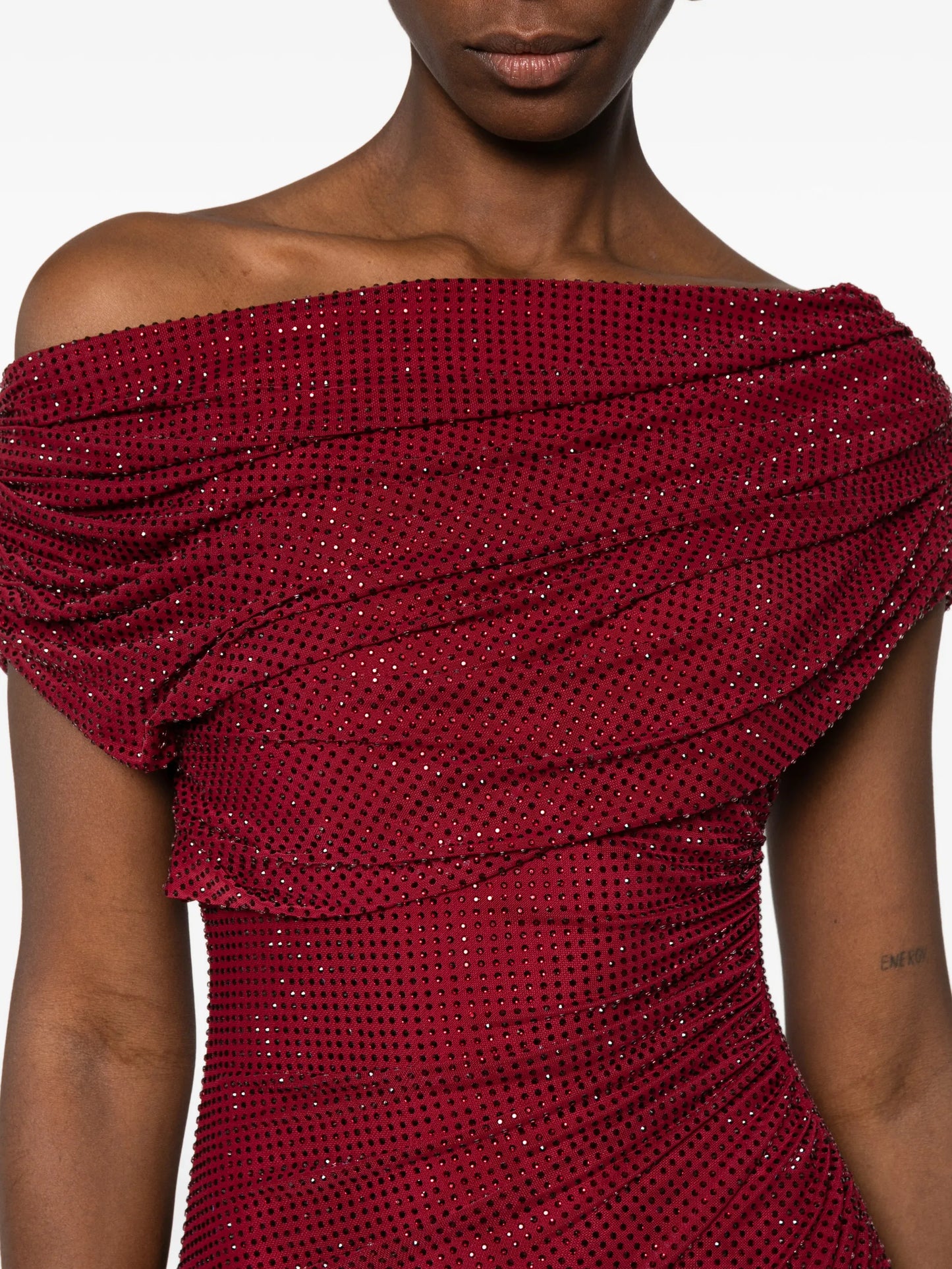 drape detail midi dress