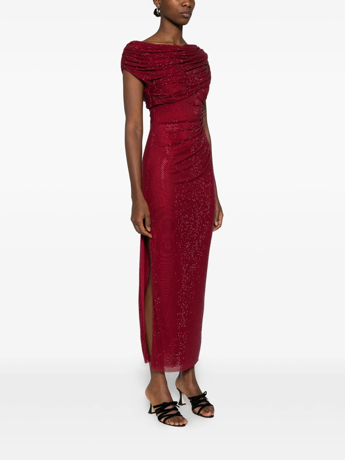 drape detail midi dress