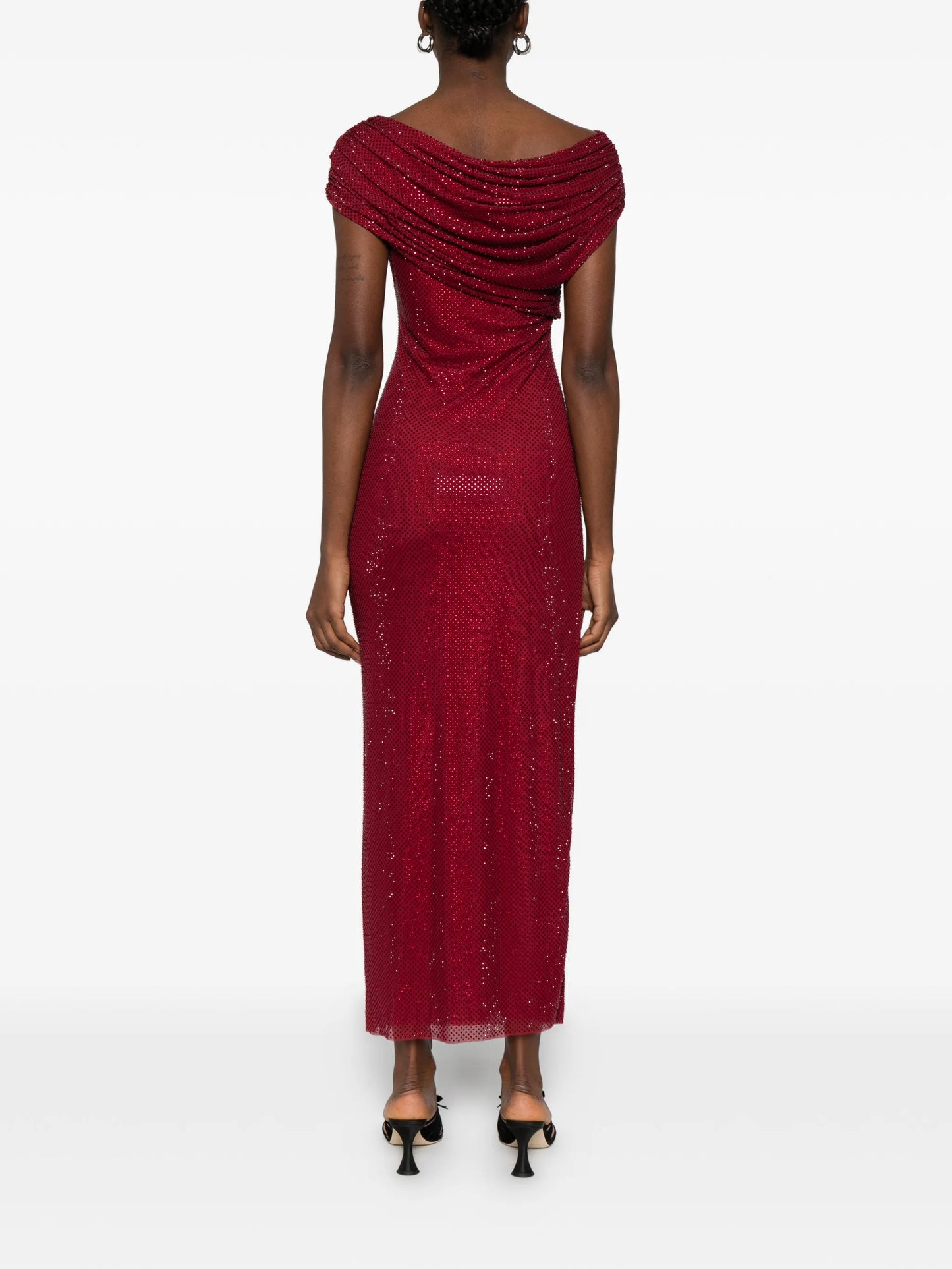 drape detail midi dress