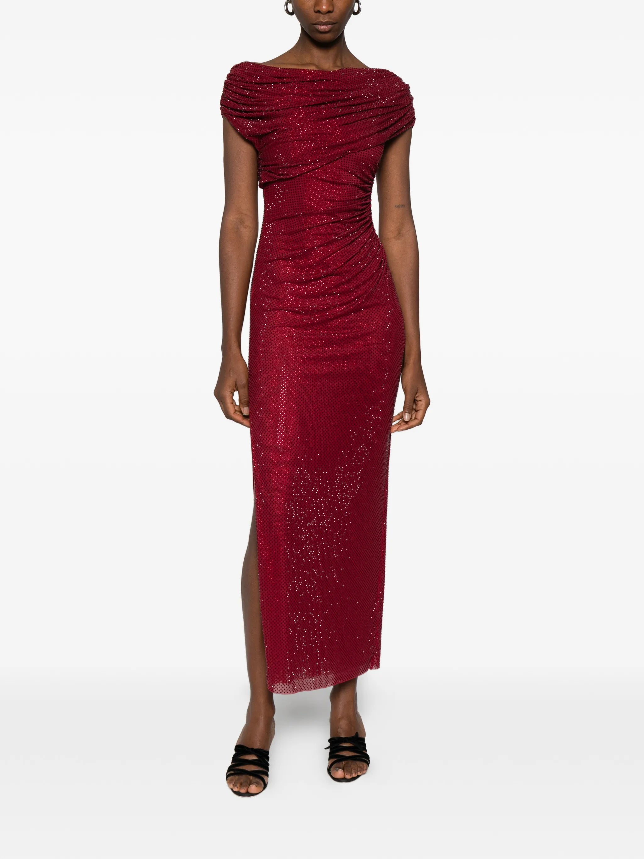 drape detail midi dress