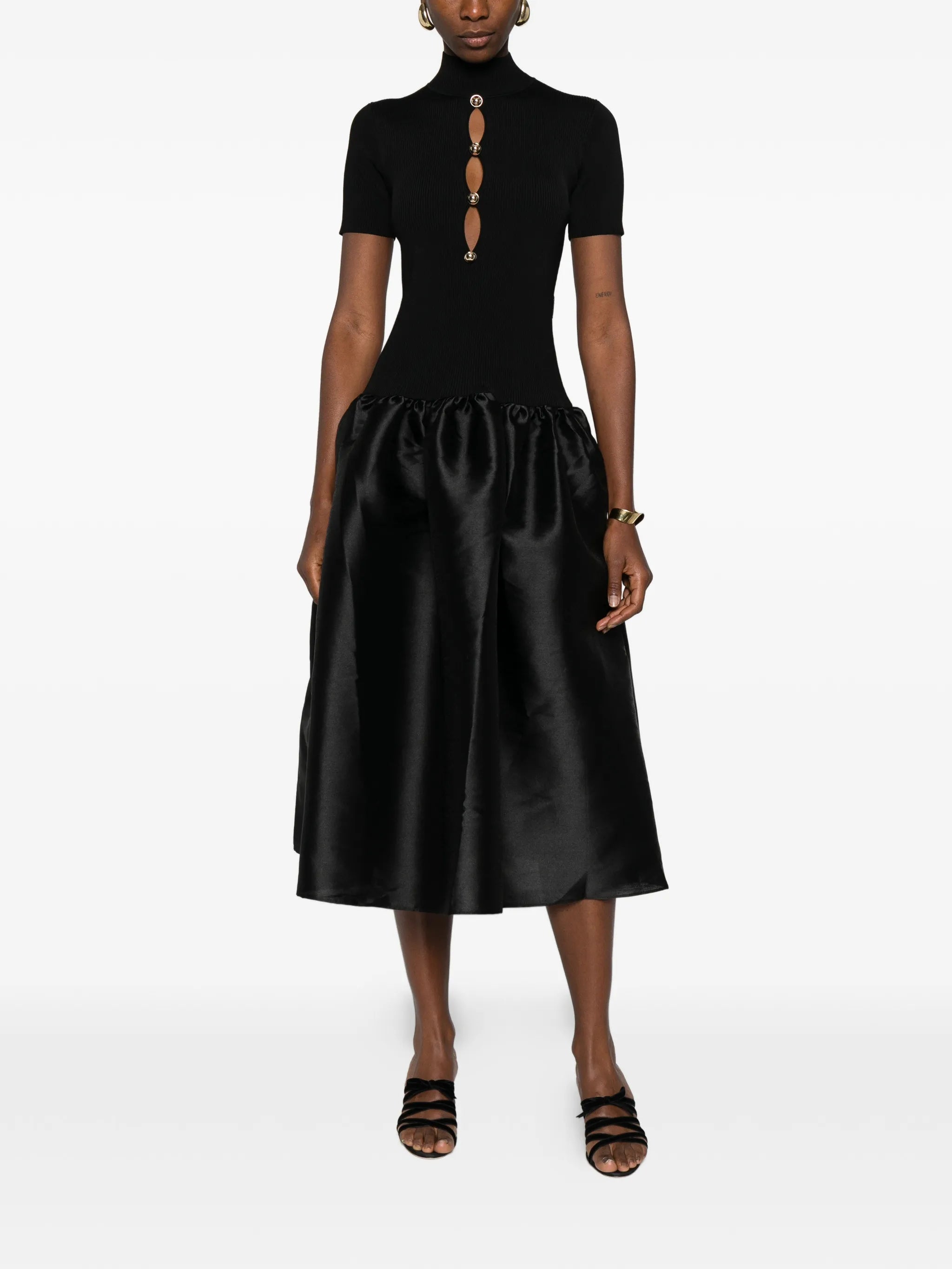 button-detail midi dress