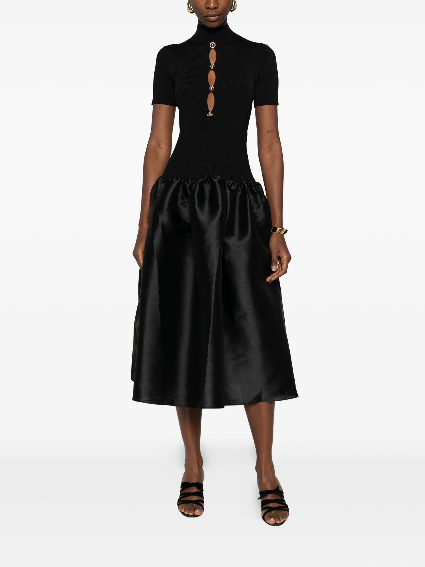 button-detail midi dress