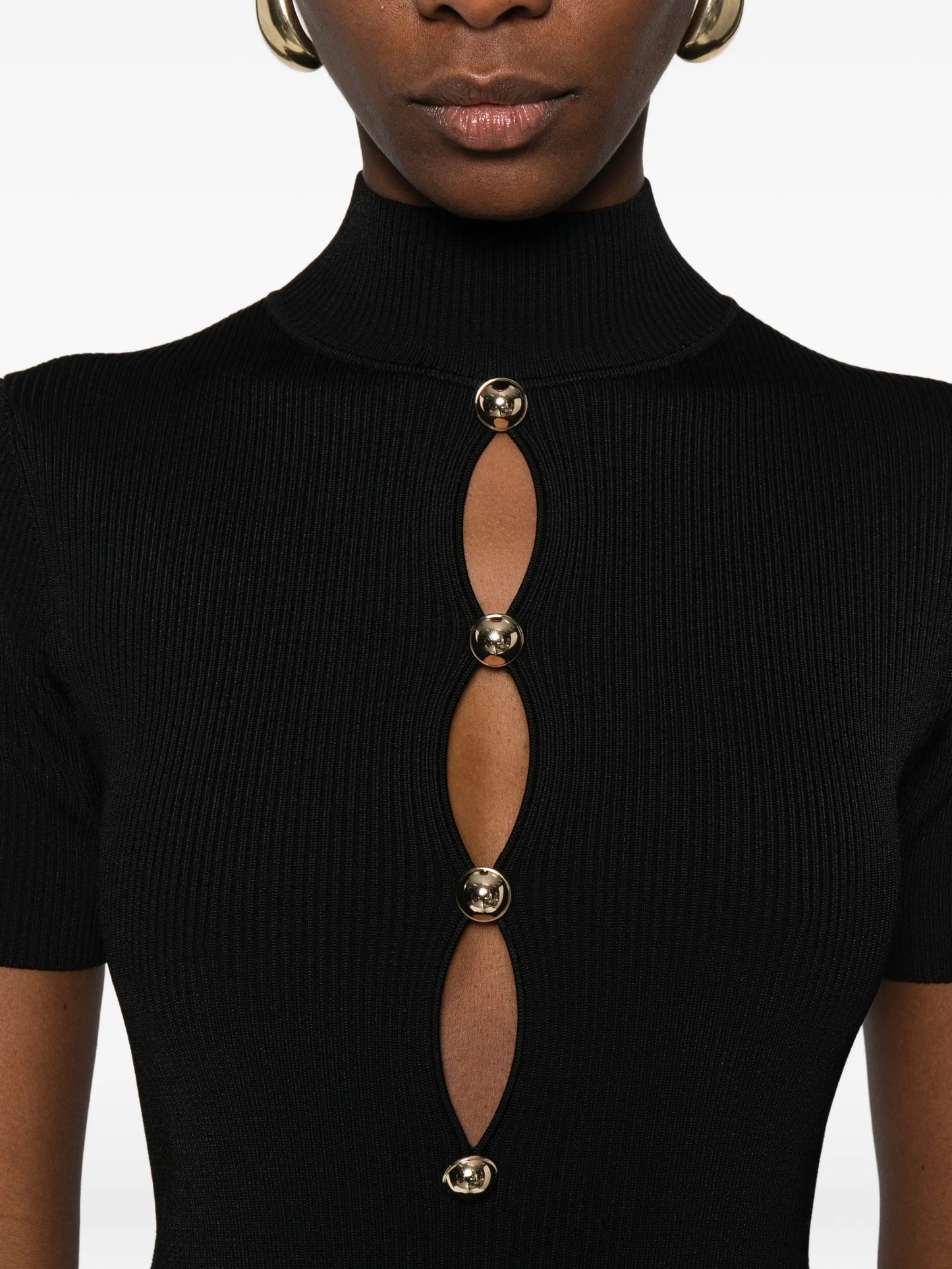 button-detail midi dress