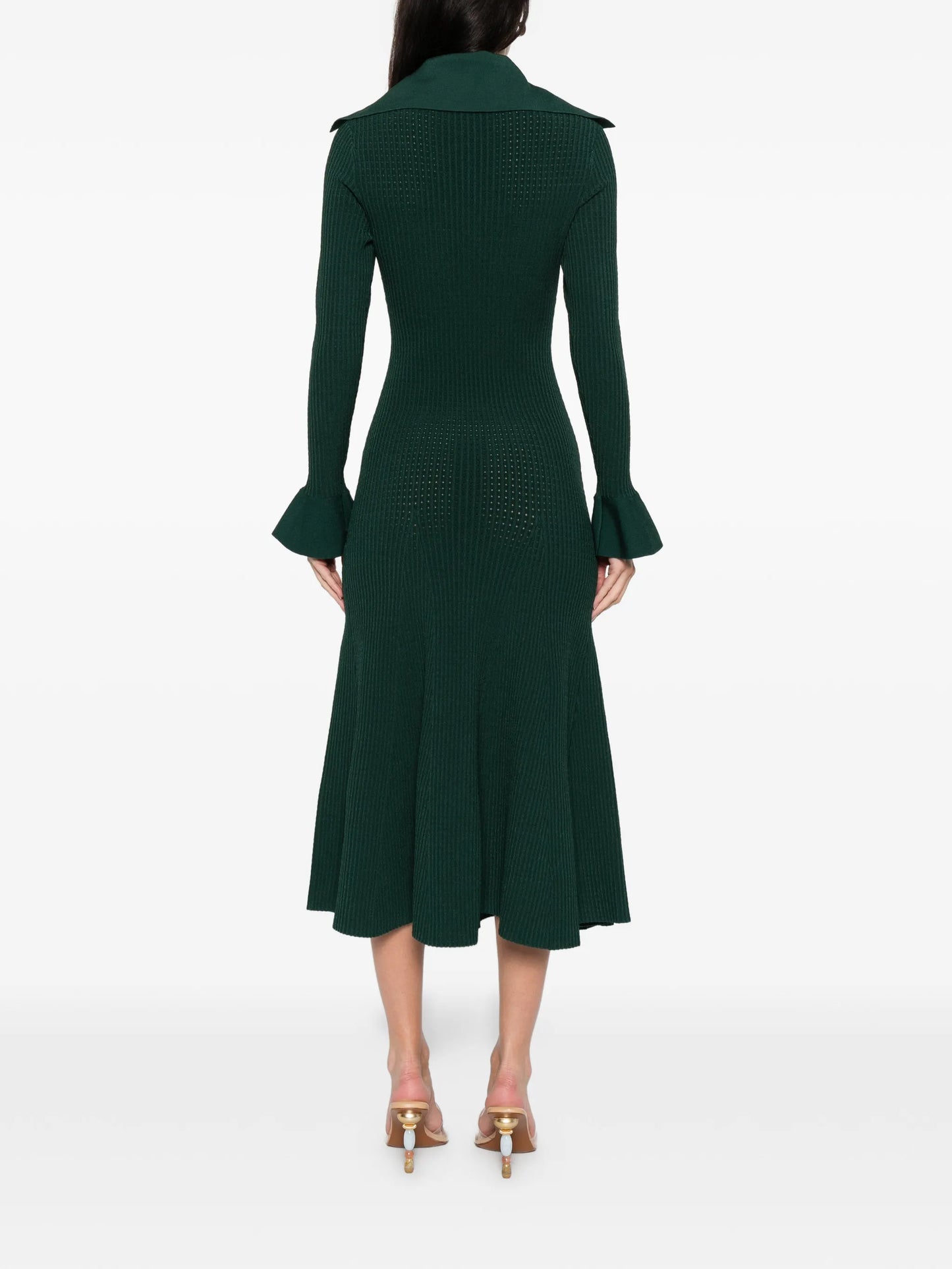 collared knitted midi dress
