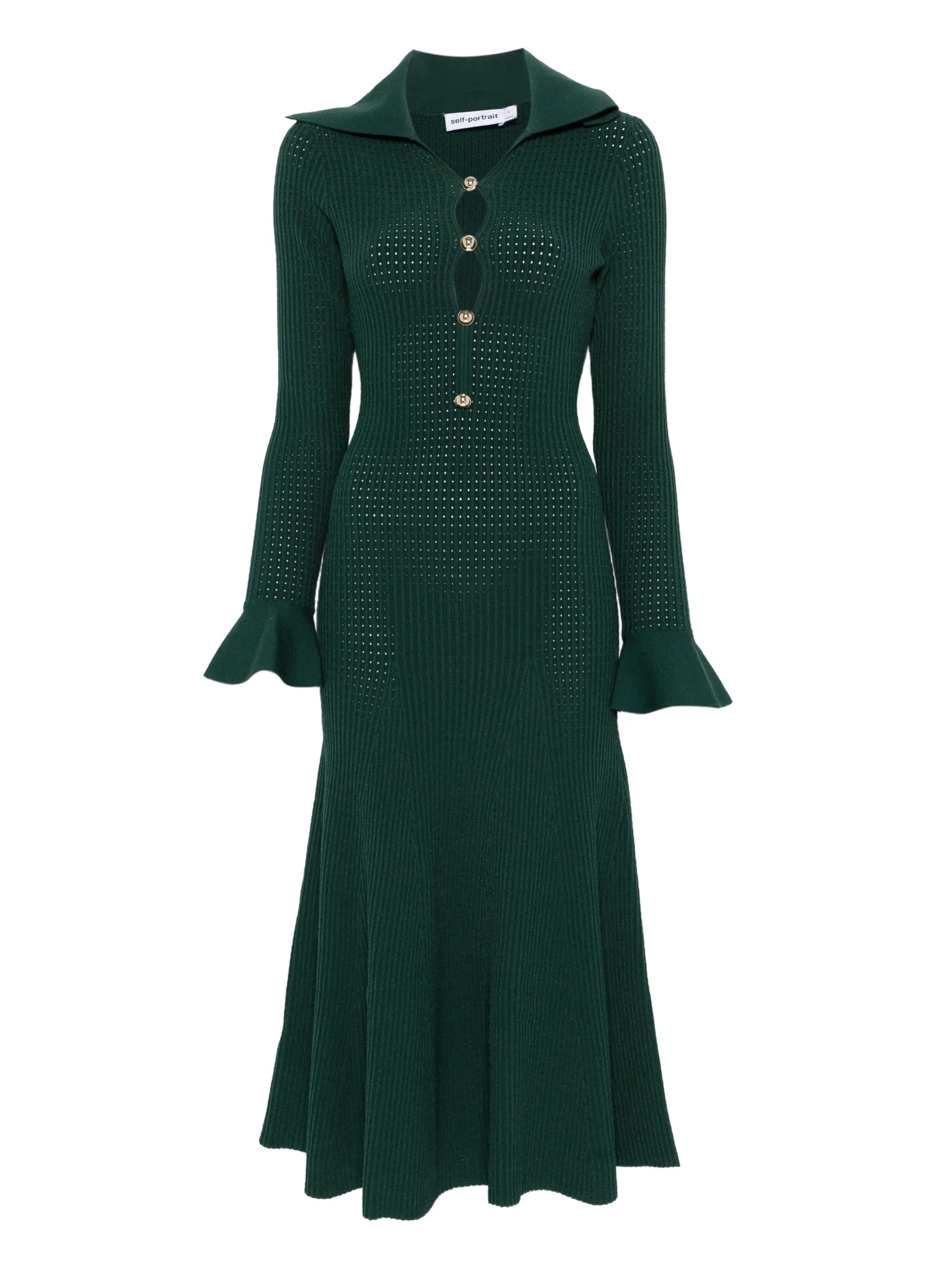 collared knitted midi dress