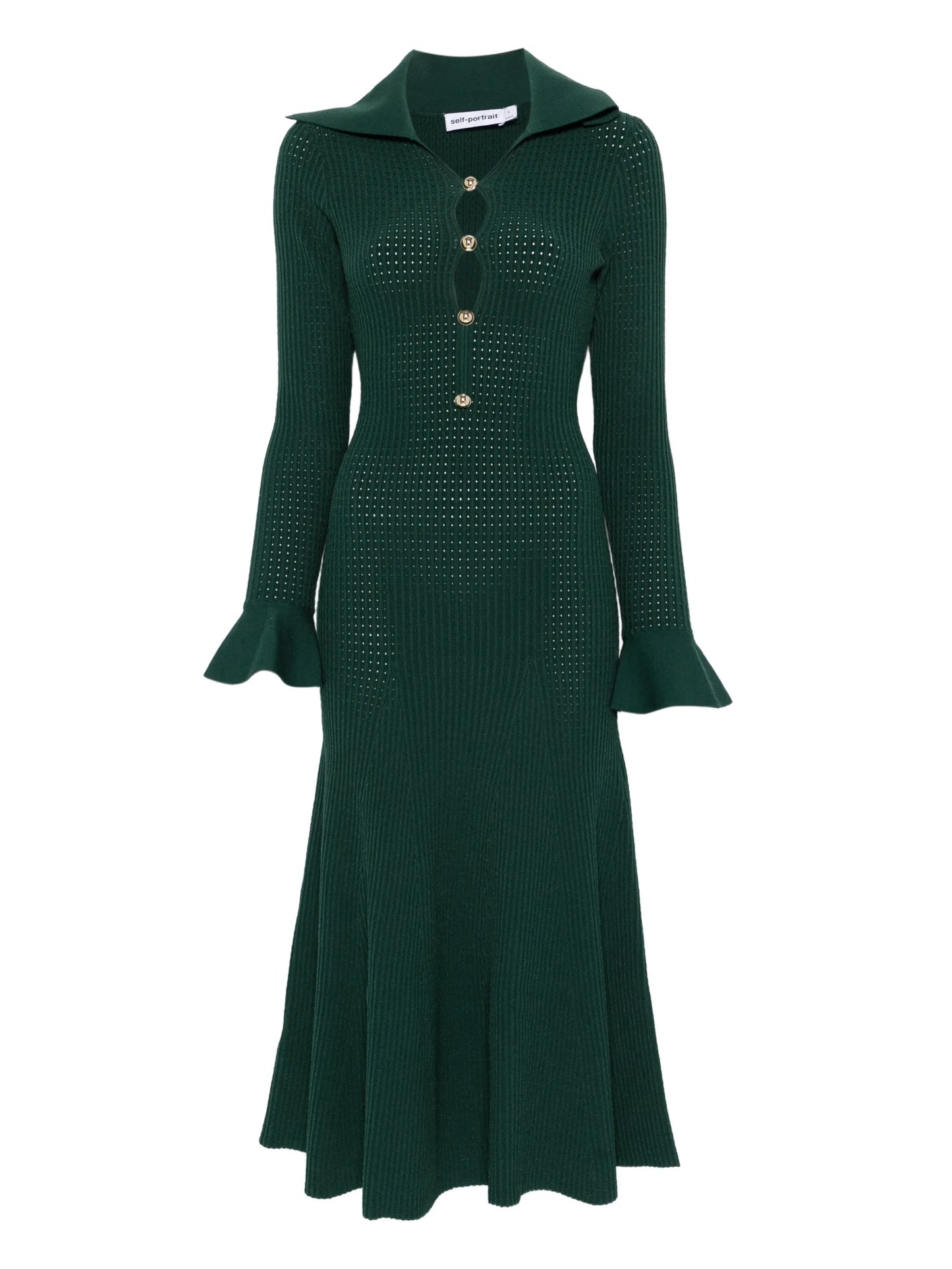 collared knitted midi dress