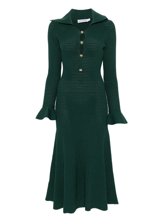 collared knitted midi dress