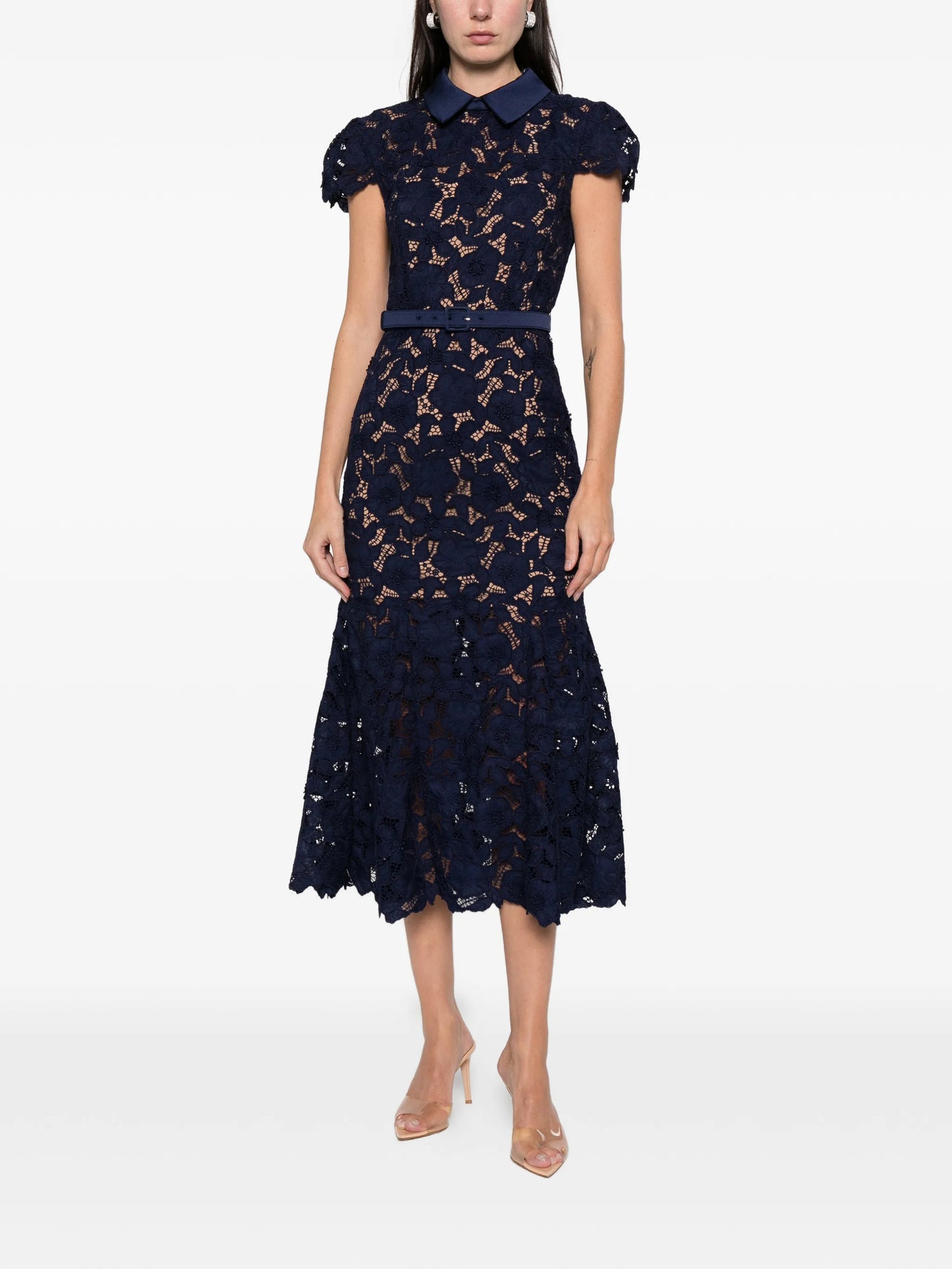 guipure-lace midi dress