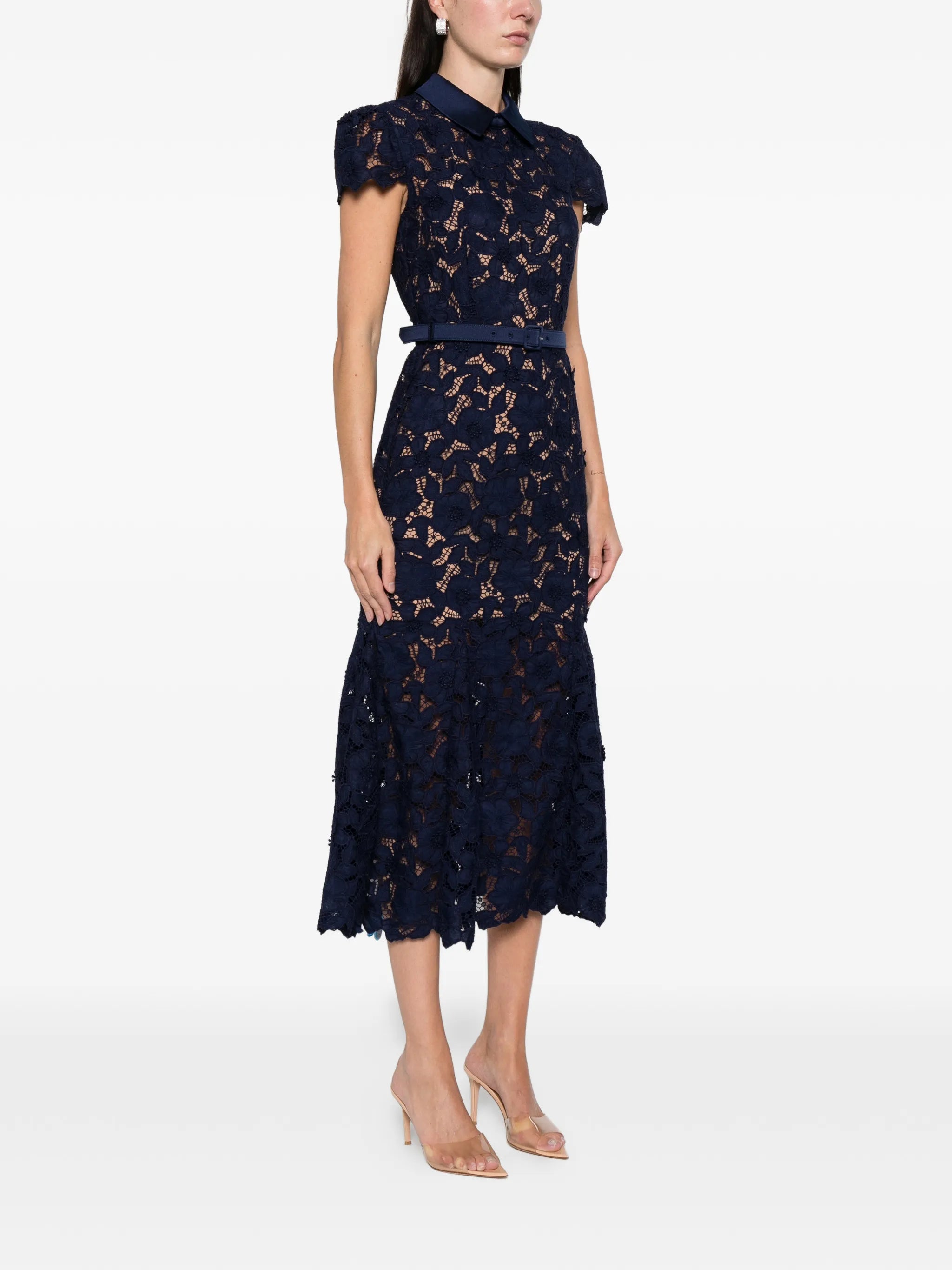 guipure-lace midi dress