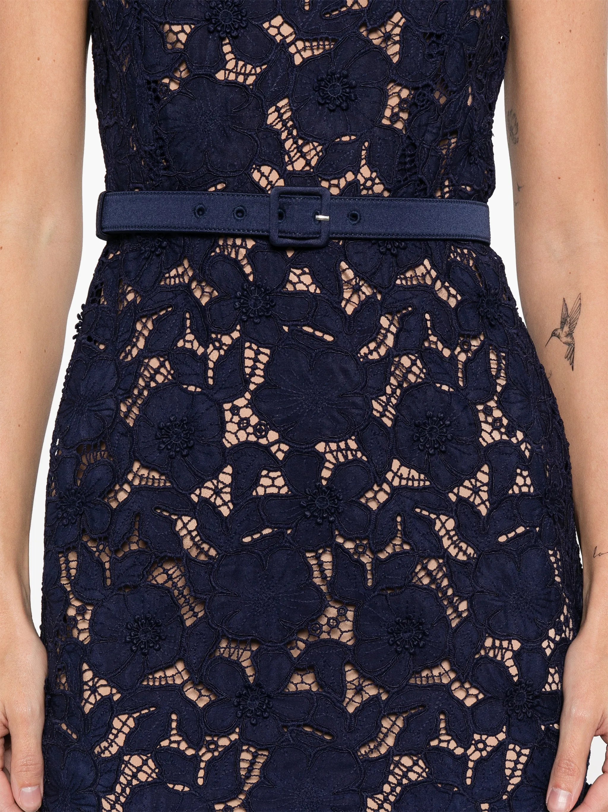 guipure-lace midi dress