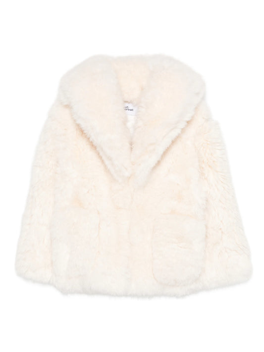wide-lapel faux-fur coat