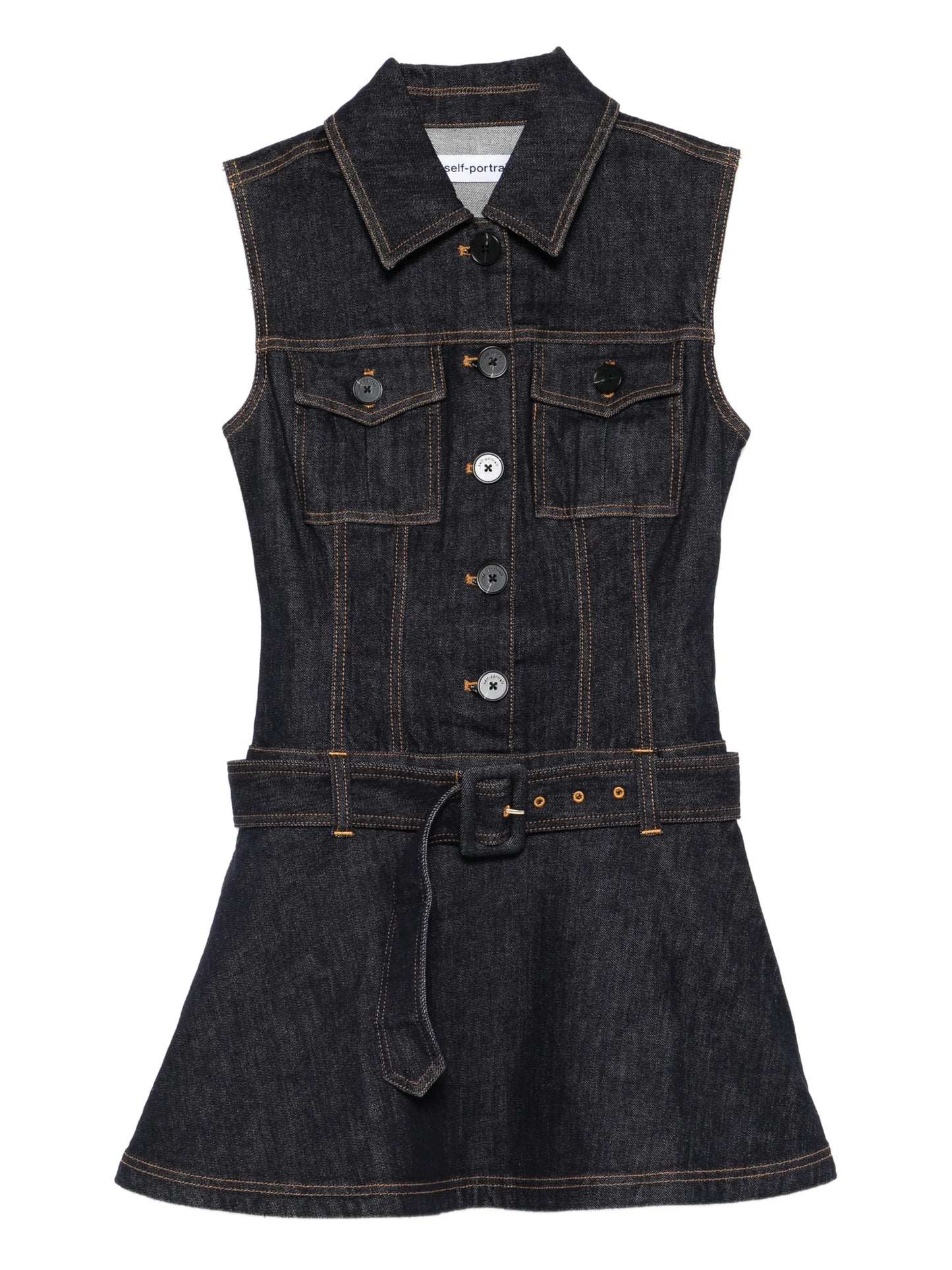 belted denim mini dress