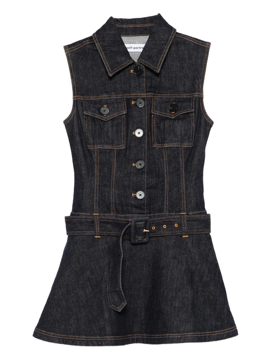 belted denim mini dress