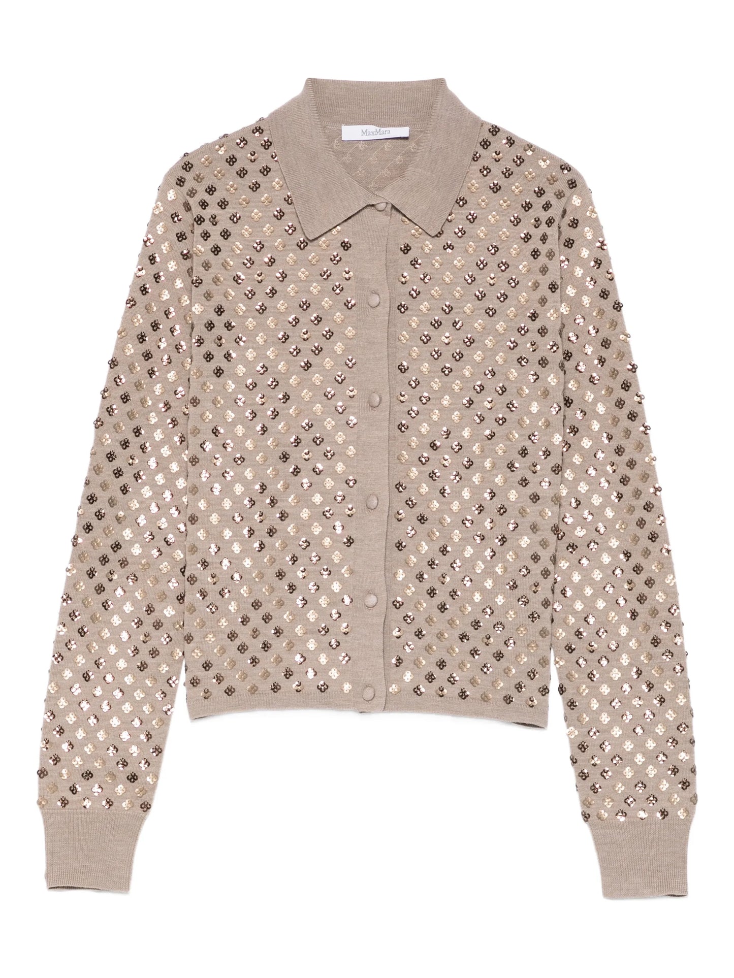 embellished collared cardigan