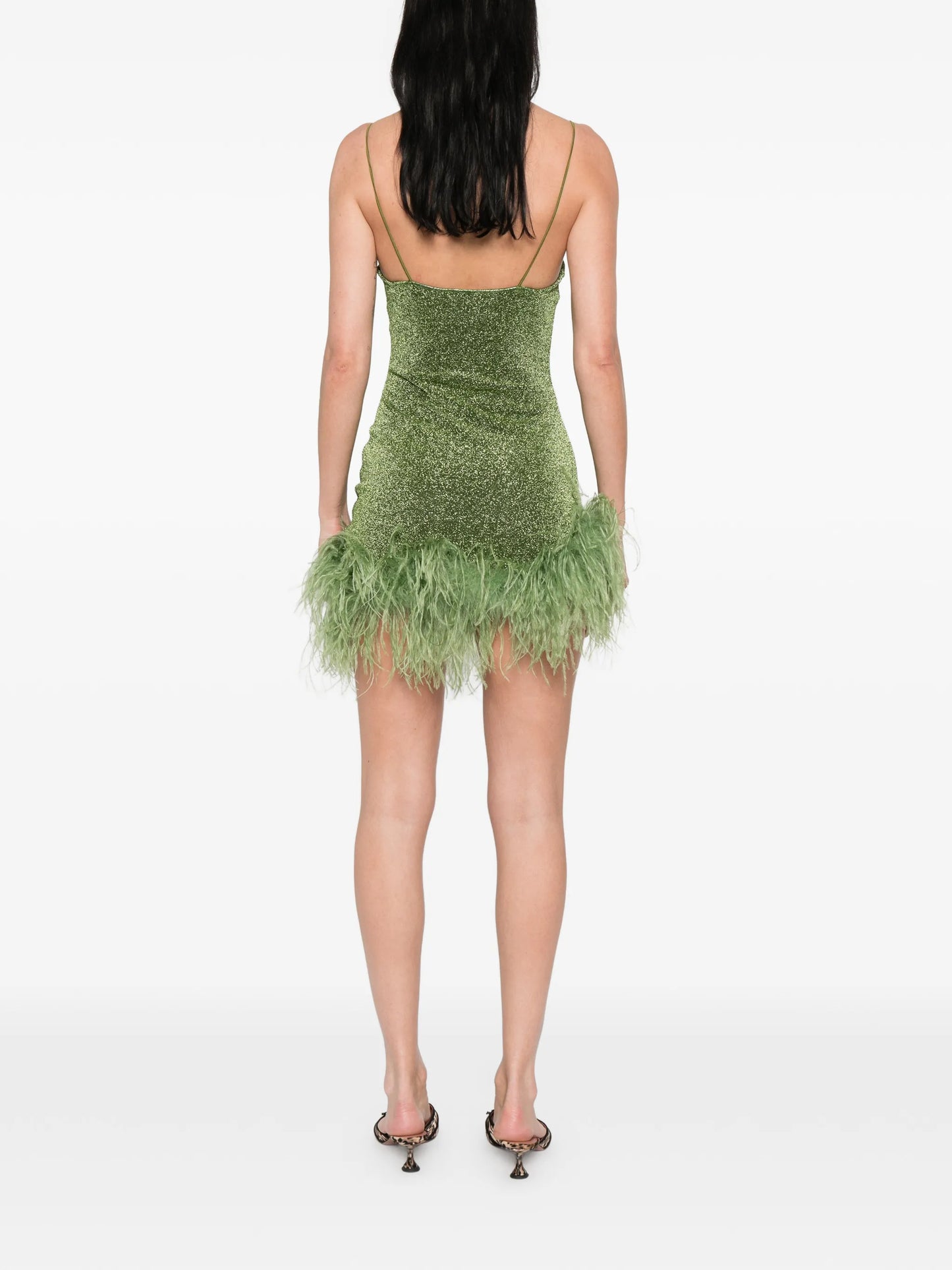 feather-trim mini dress