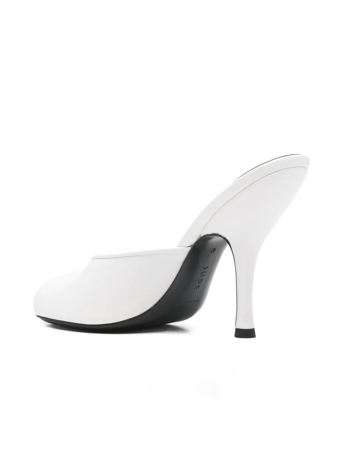 Date mules in white creased leather
