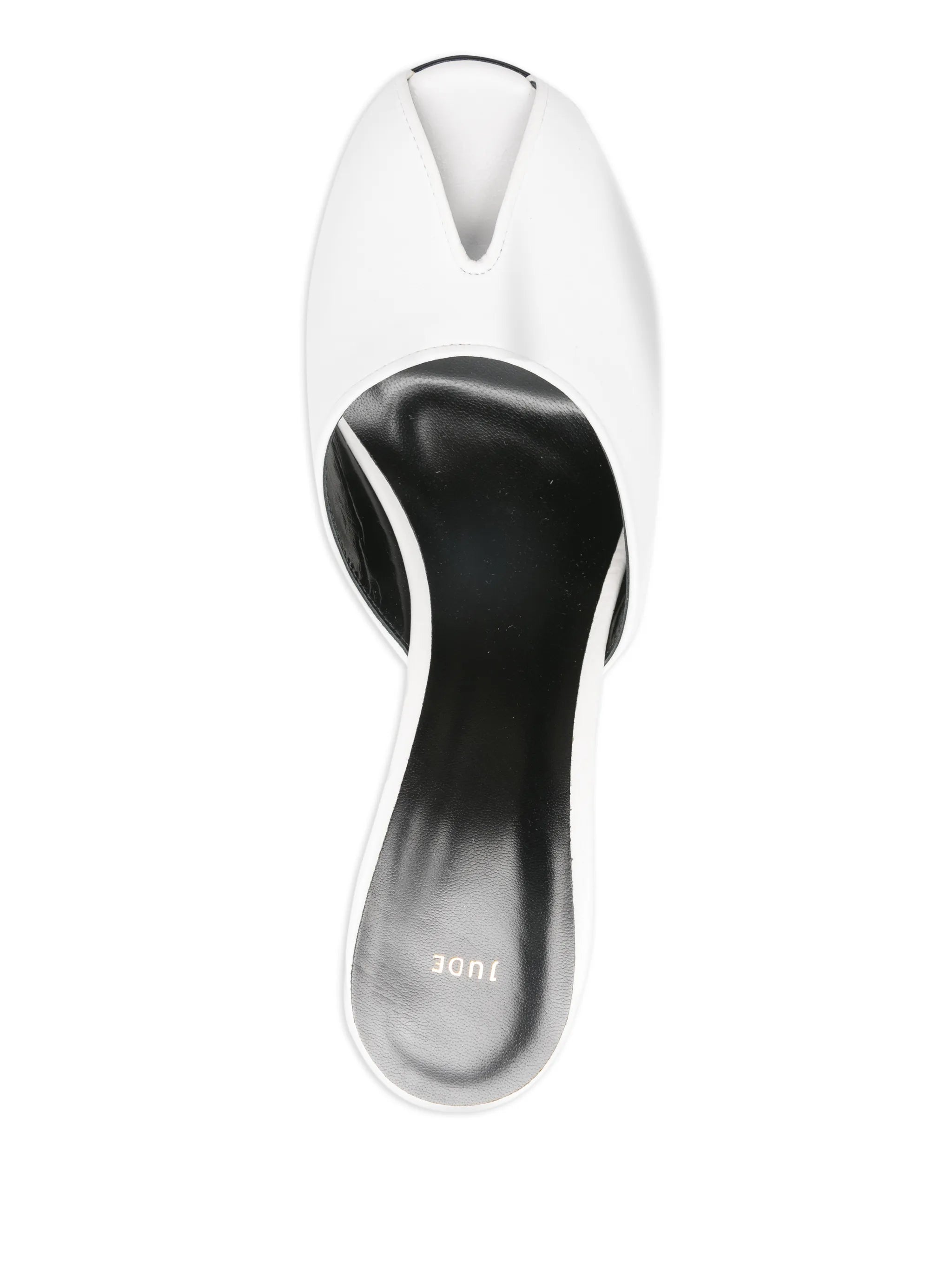 Date mules in white creased leather