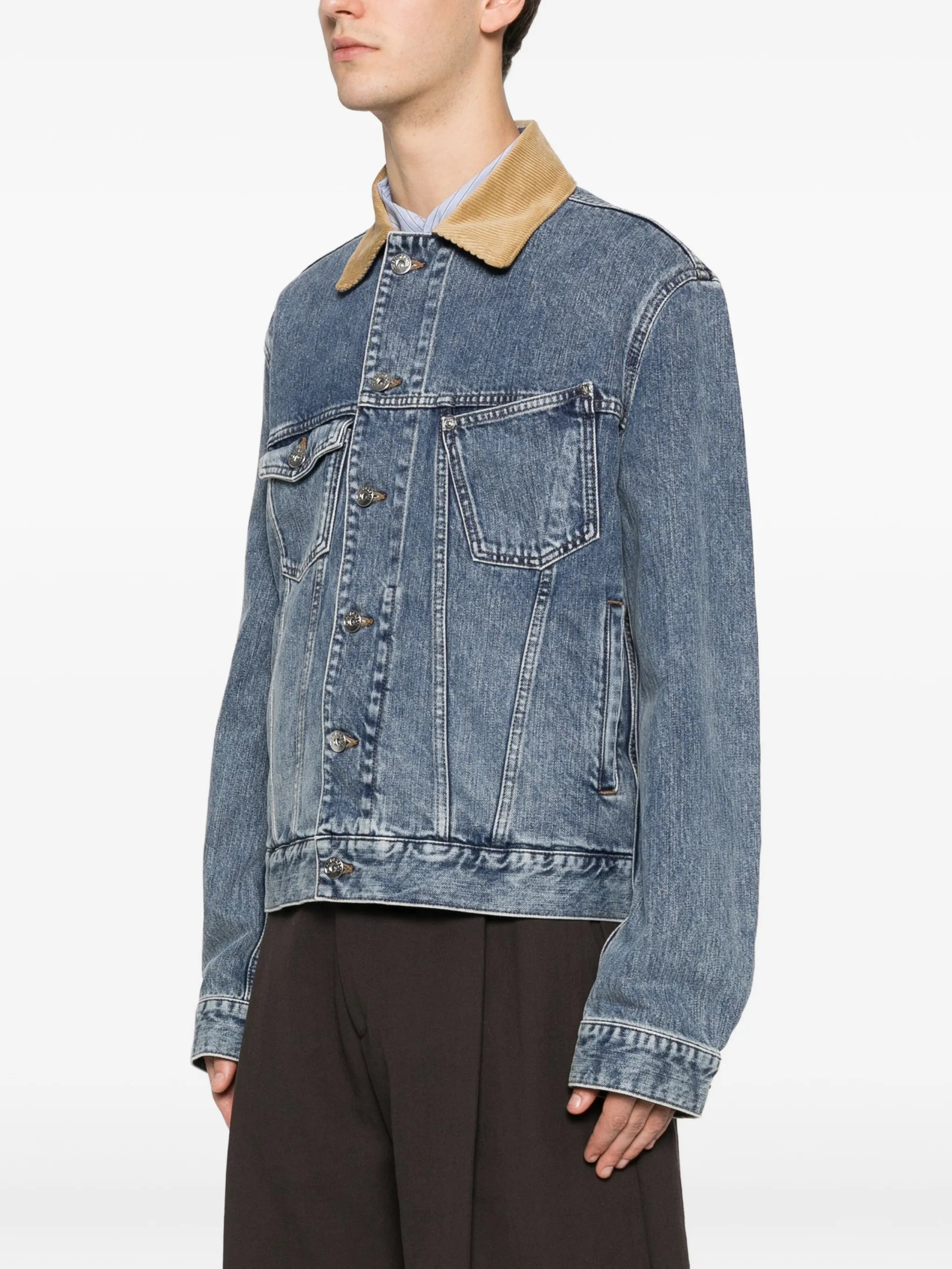 corduroy-collar denim jacket