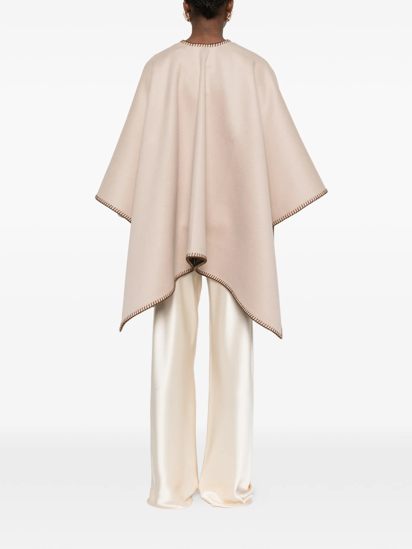 logo-embroidered wool poncho