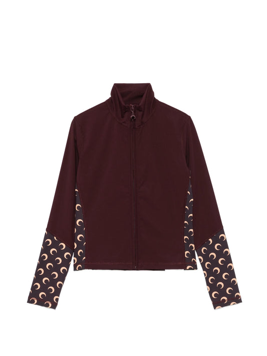 fitted high-neck athleisure zipped jacket with Moon inserts