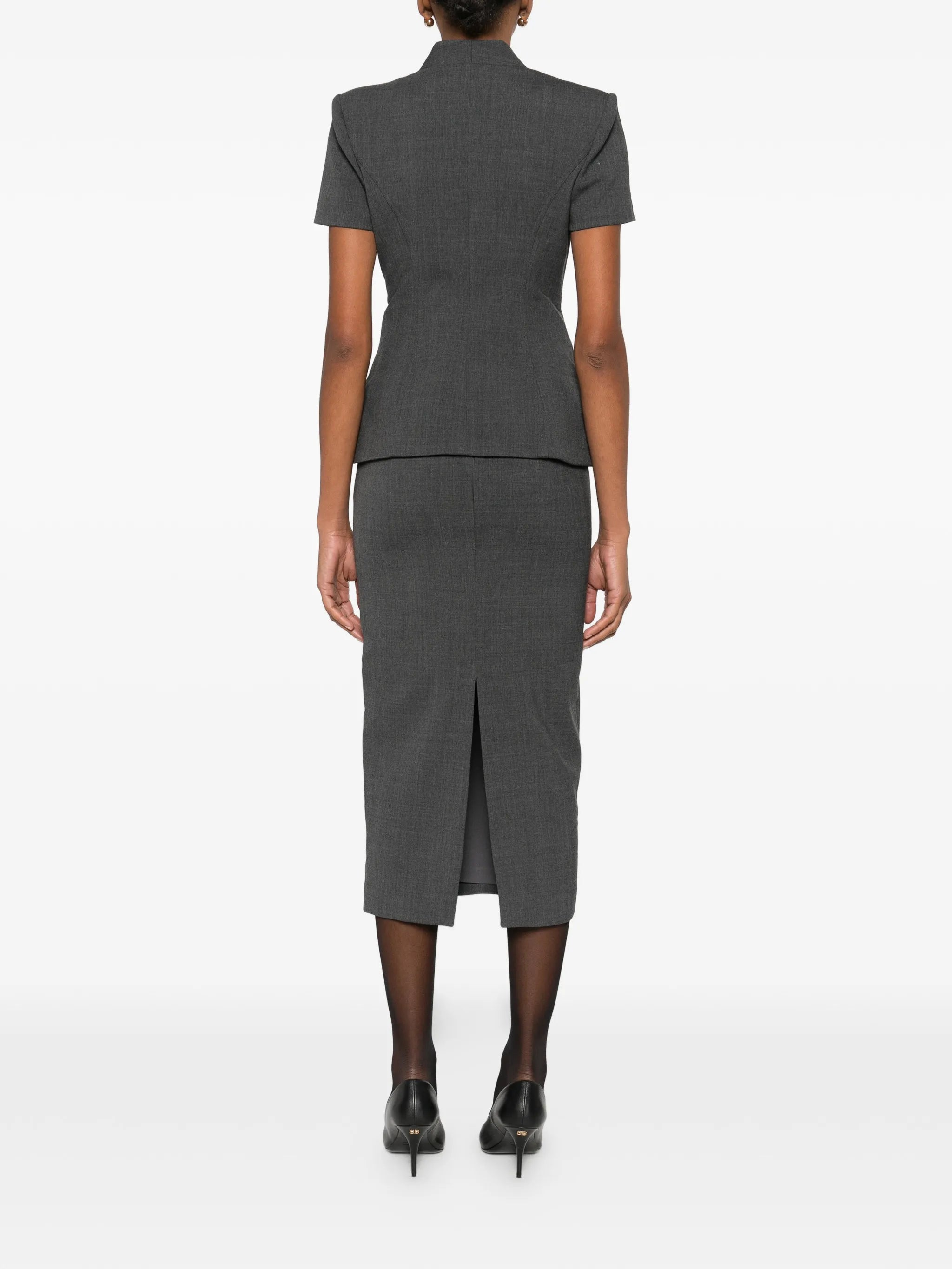 flower detail tailored midi dress