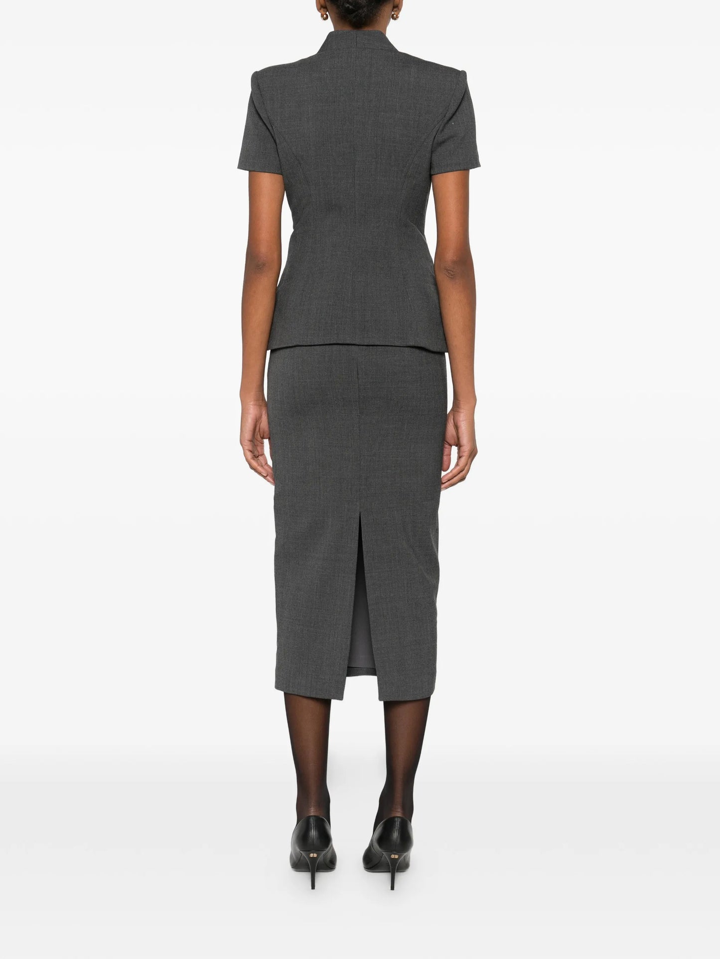 flower detail tailored midi dress