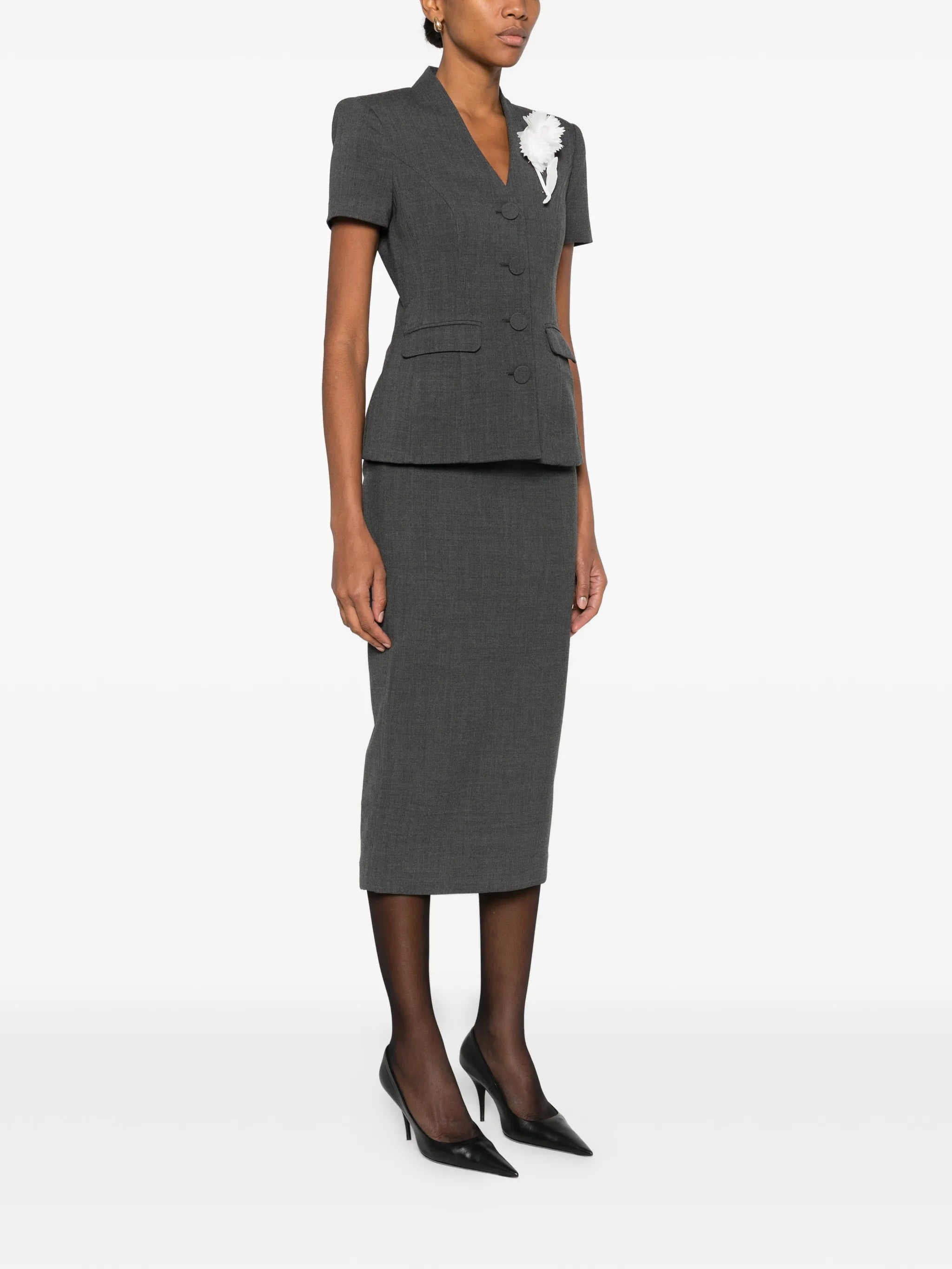 flower detail suit skirt