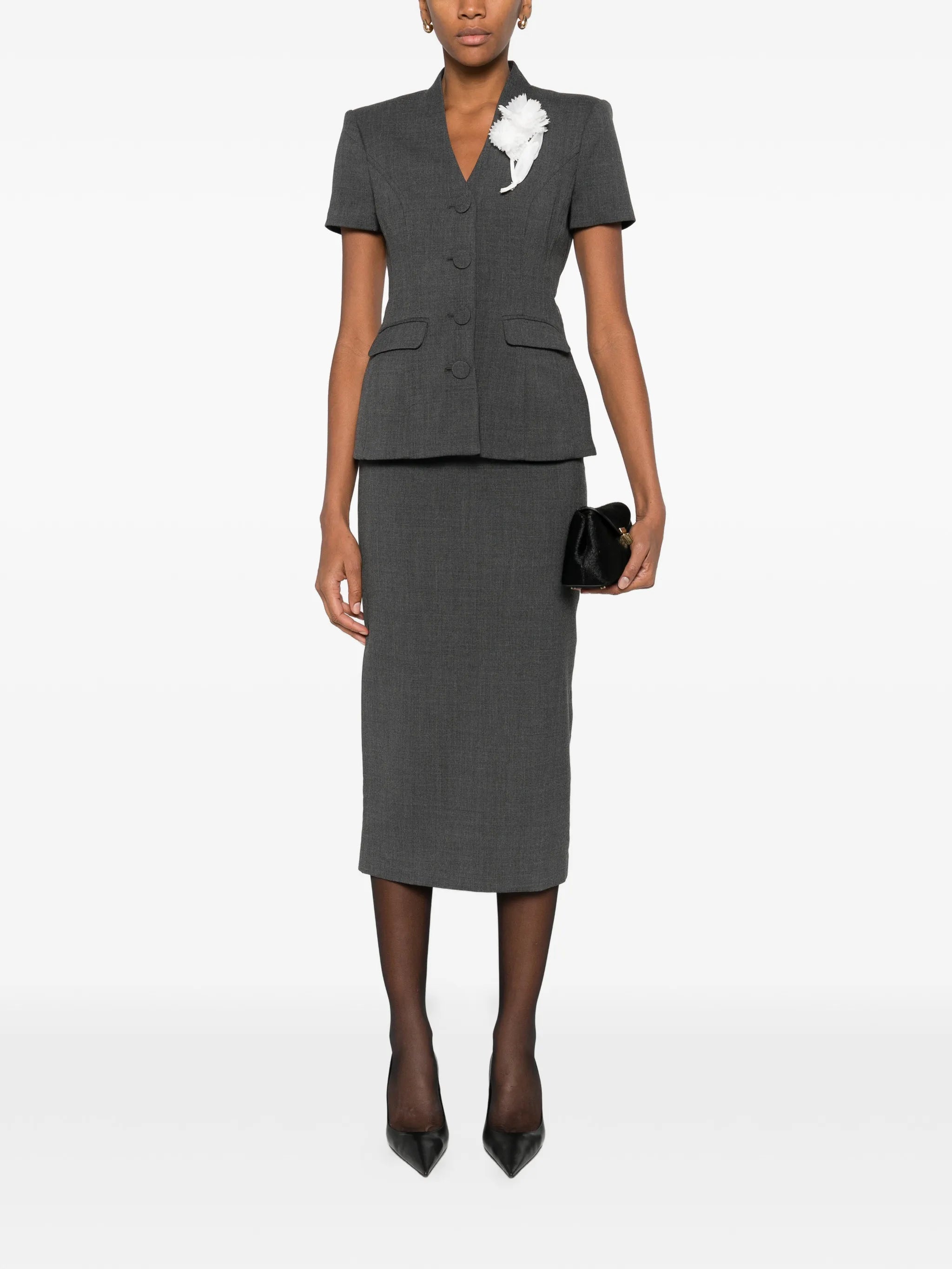 flower detail suit skirt