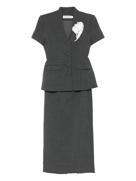 flower detail suit skirt