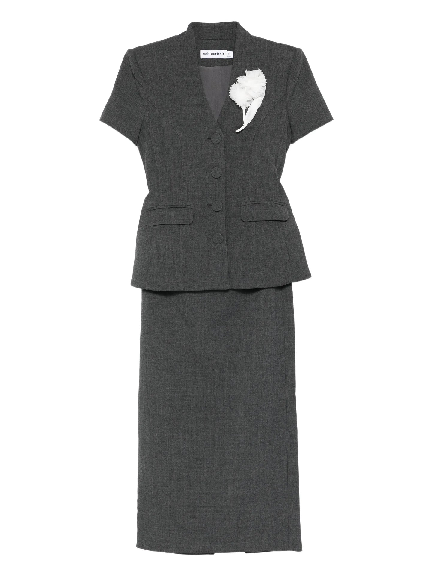 flower detail tailored midi dress