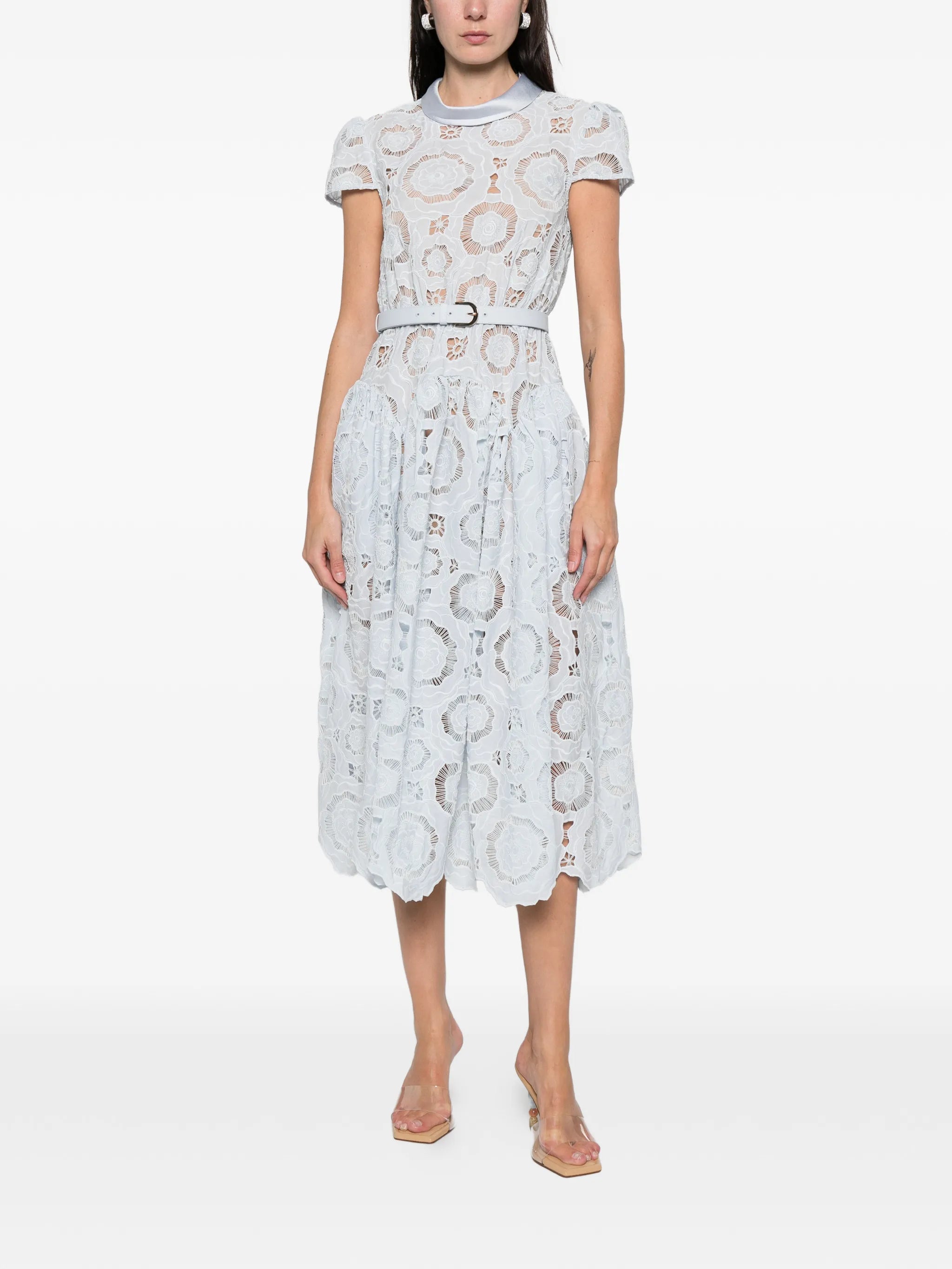 floral-lace midi dress