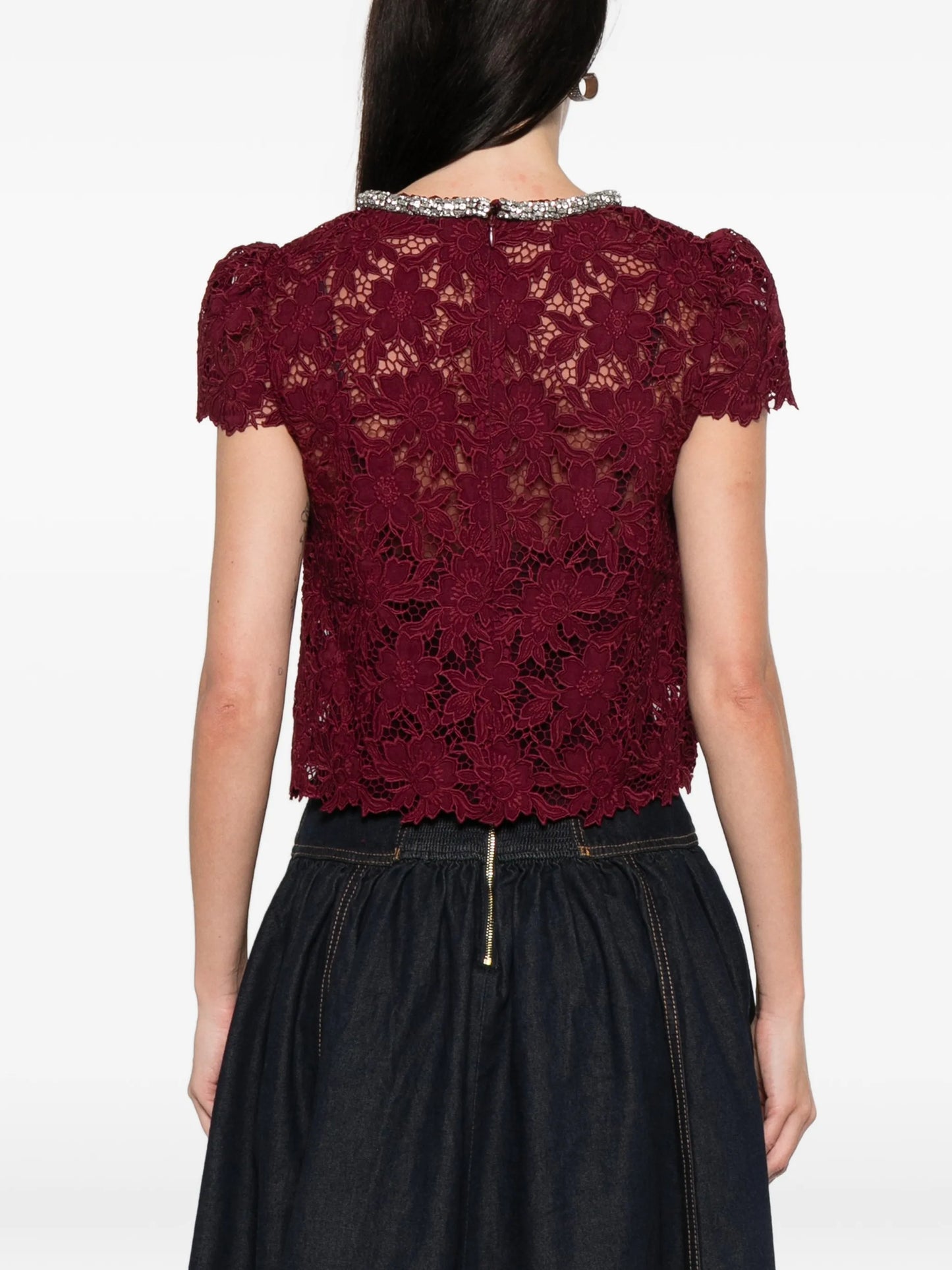 lace crystal-trim blouse