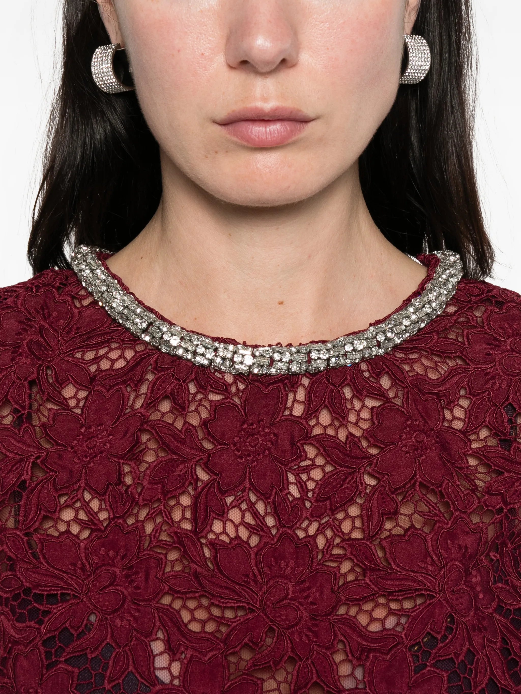 lace crystal trim top