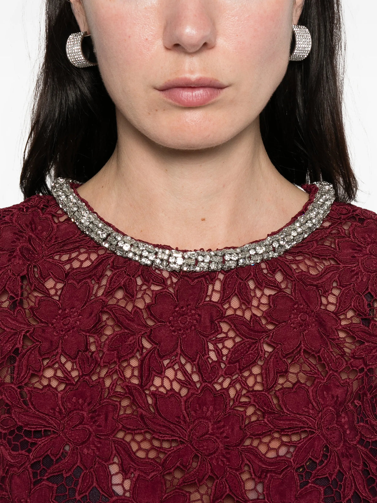 lace crystal trim top