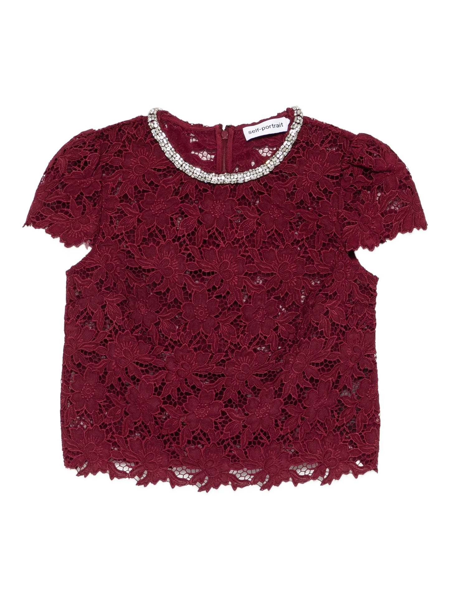 lace crystal-trim blouse