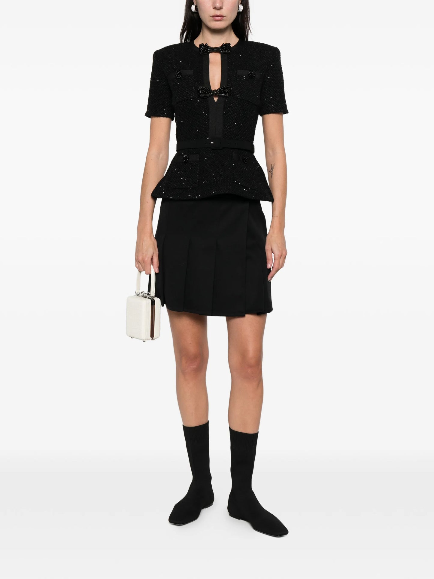 sequinned short-sleeve top