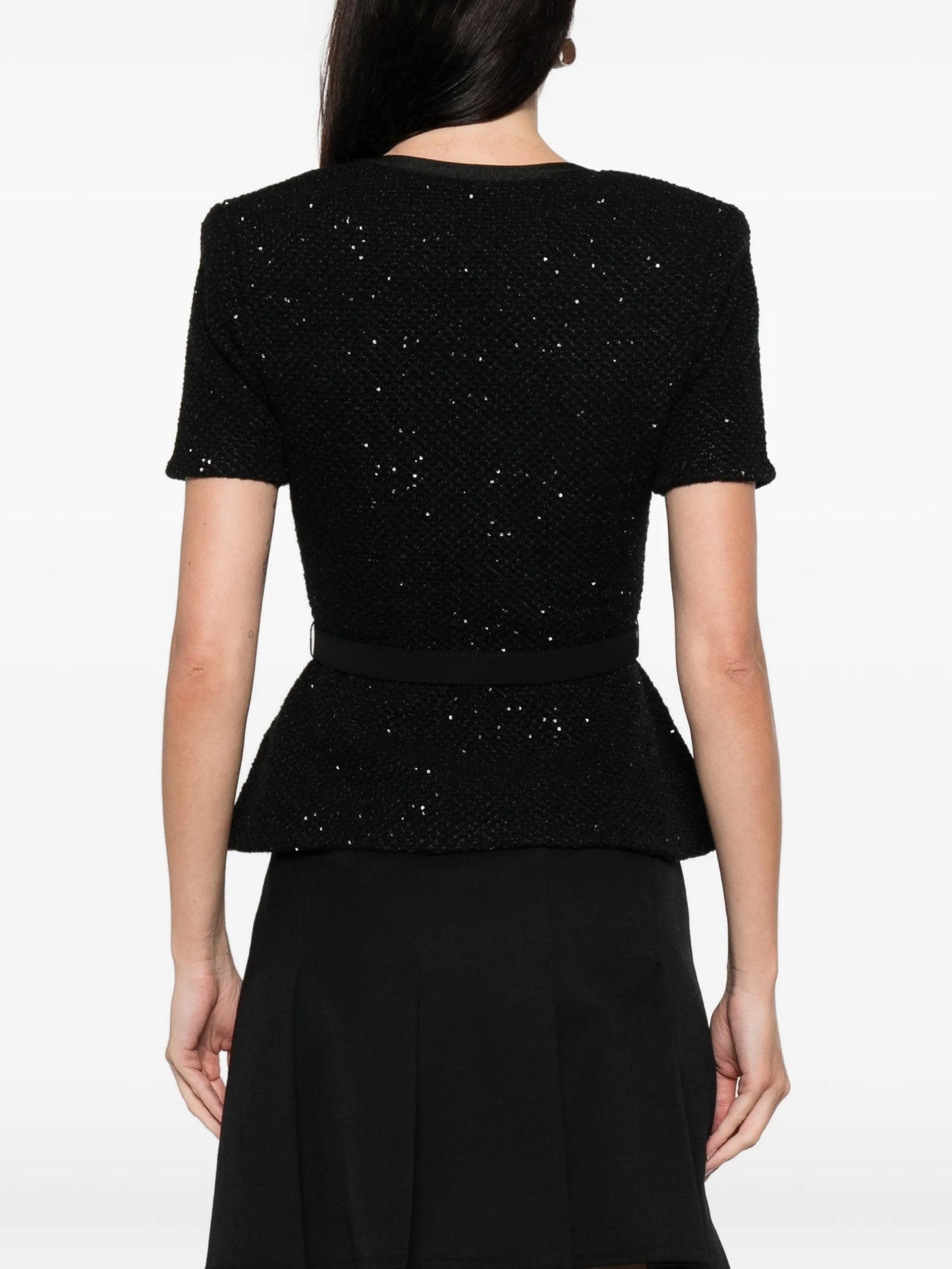 sequinned short-sleeve top