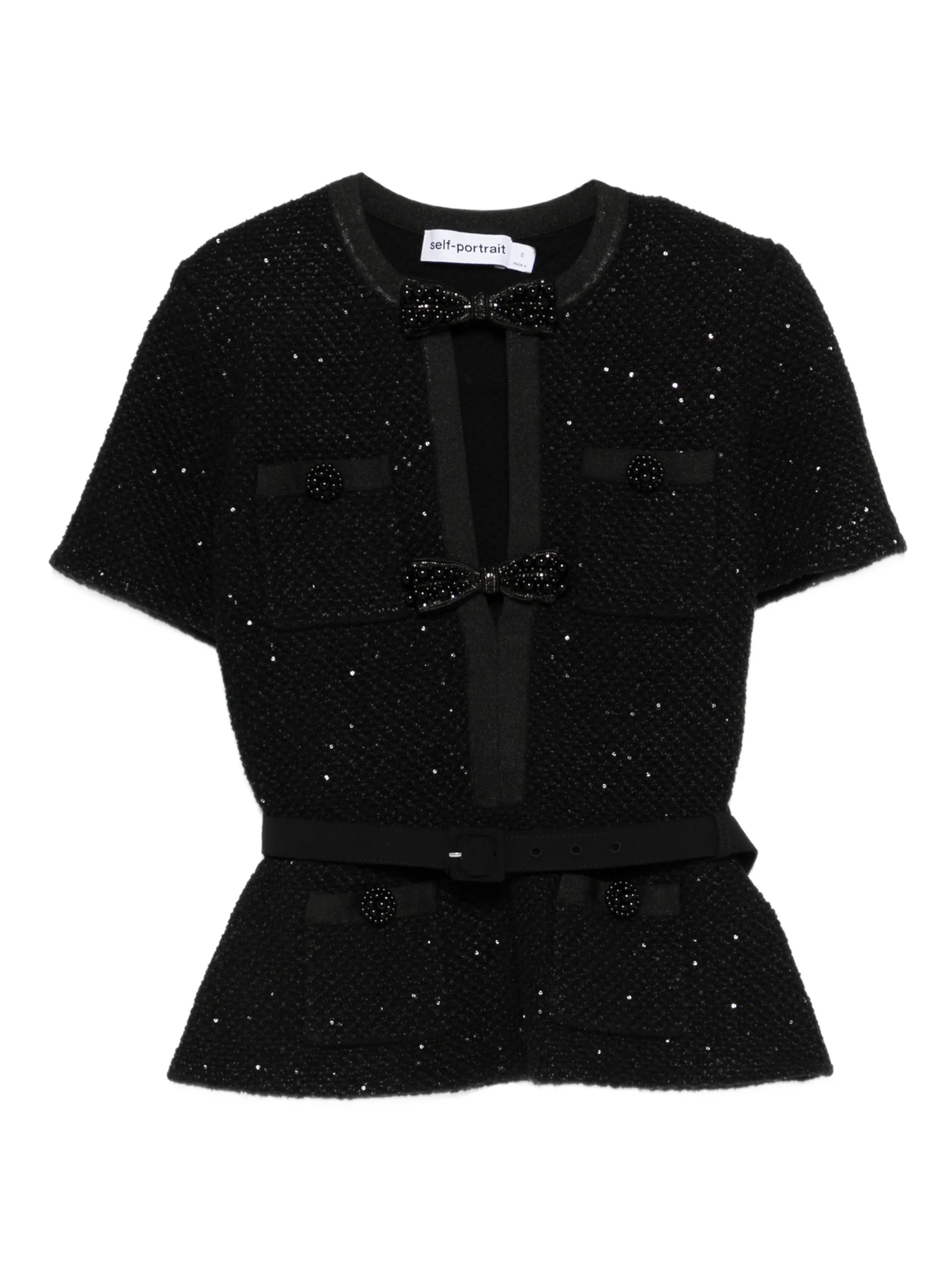 sequinned short-sleeve top