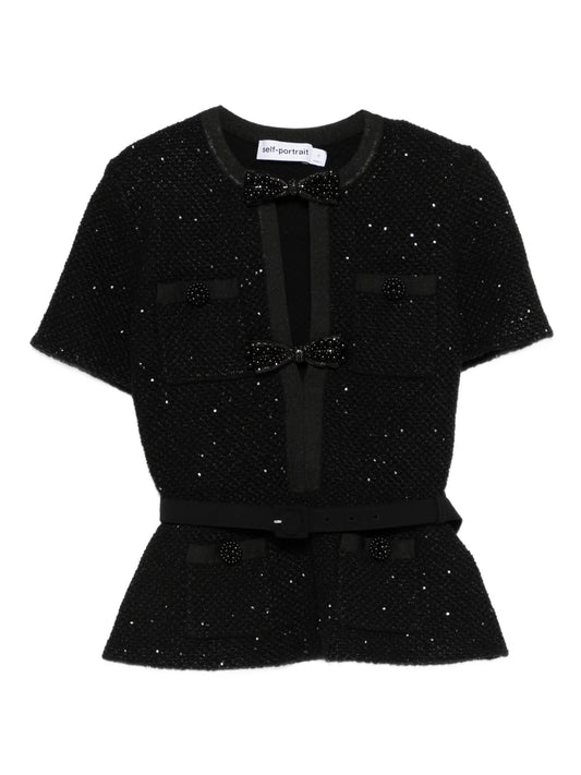 sequinned short-sleeve top