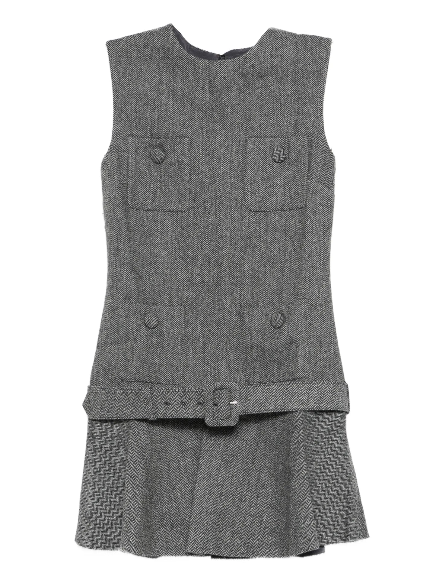 herringbone buckled mini dress